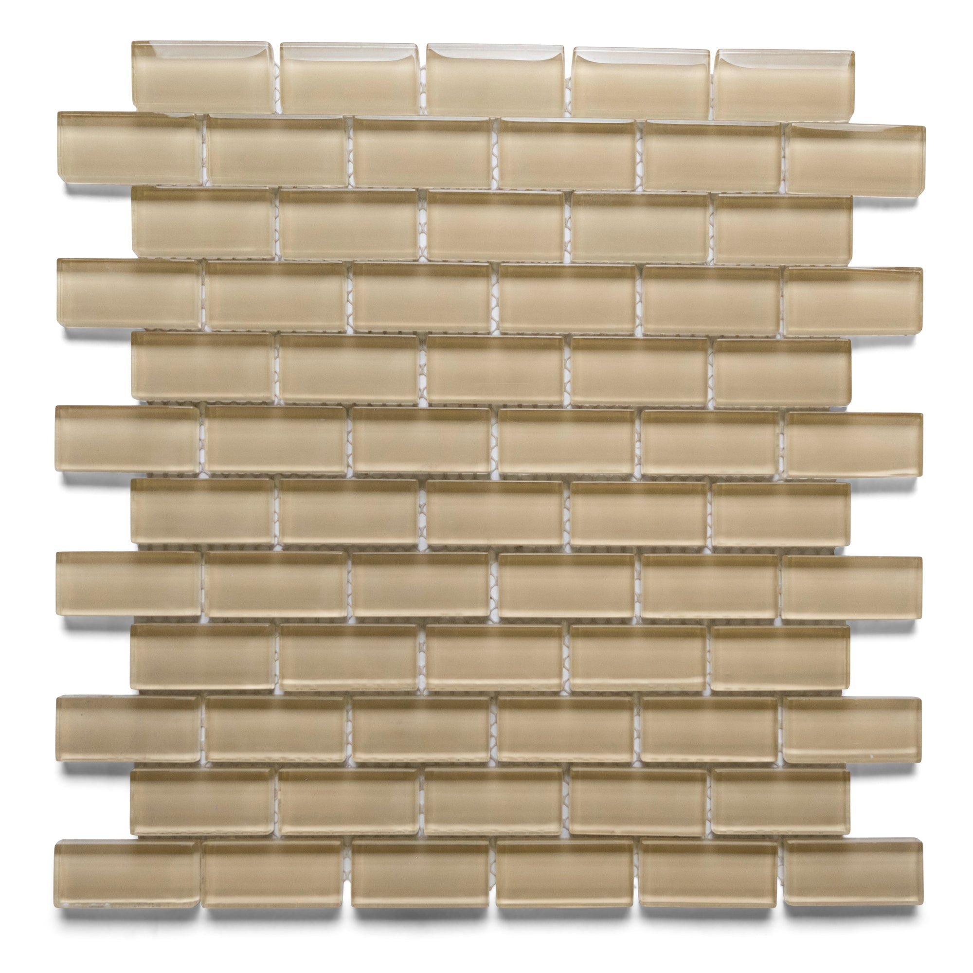 Khaki 1x2 Mini Glass Subway Tile - Pebble Tile Shop