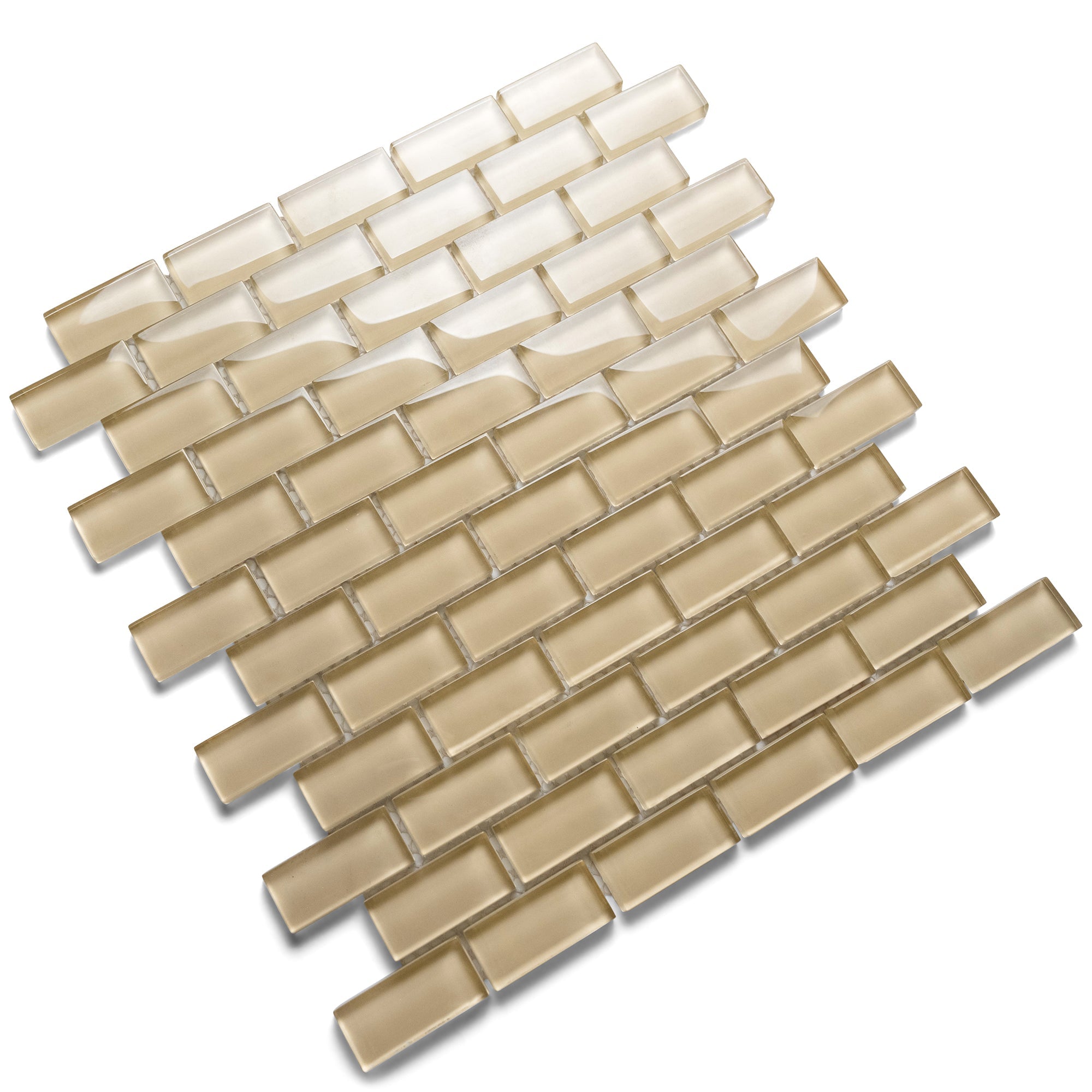 Khaki 1x2 Mini Glass Subway Tile - Pebble Tile Shop