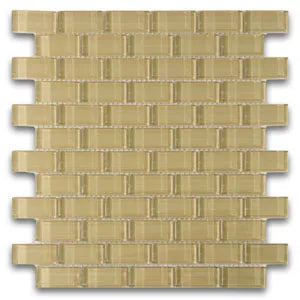 Khaki 1x2 Mini Glass Subway Tile - Pebble Tile Shop