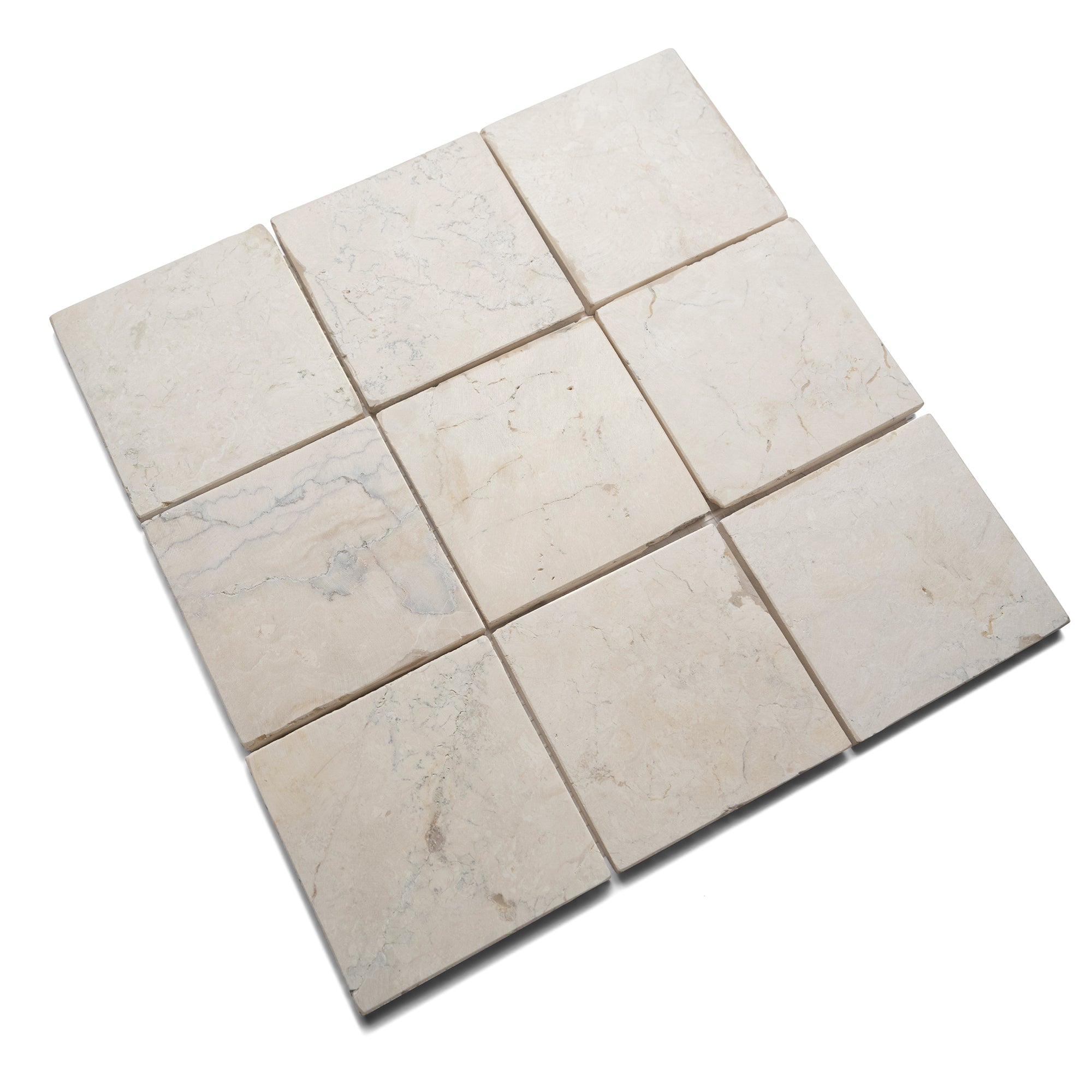 Cream 4x4 Stone Mosaic Tile - Pebble Tile Shop