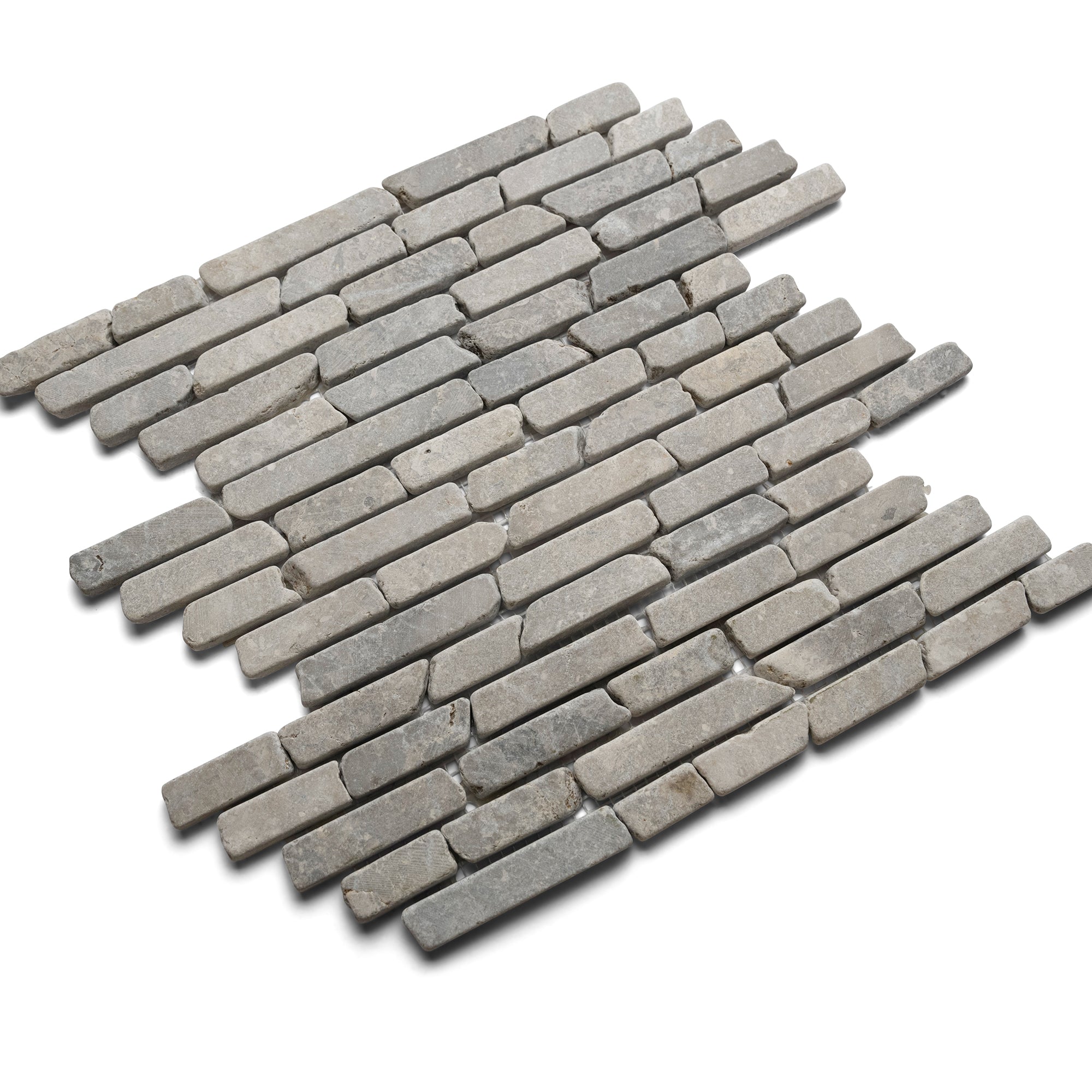 Light Grey Pencil Stone Mosaic Tile - Pebble Tile Shop