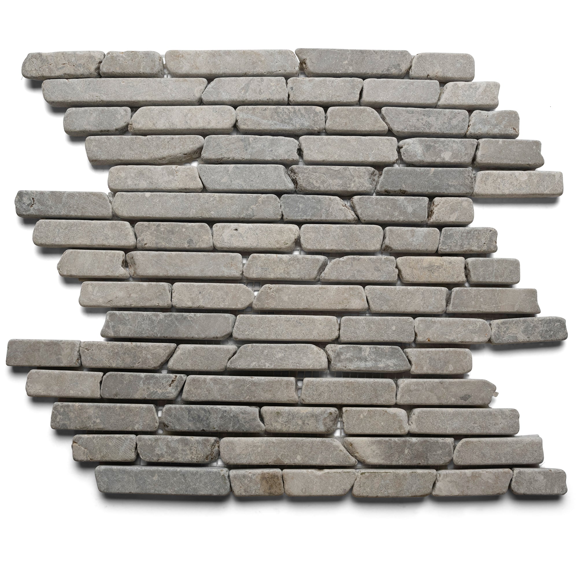 Light Grey Pencil Stone Mosaic Tile - Pebble Tile Shop