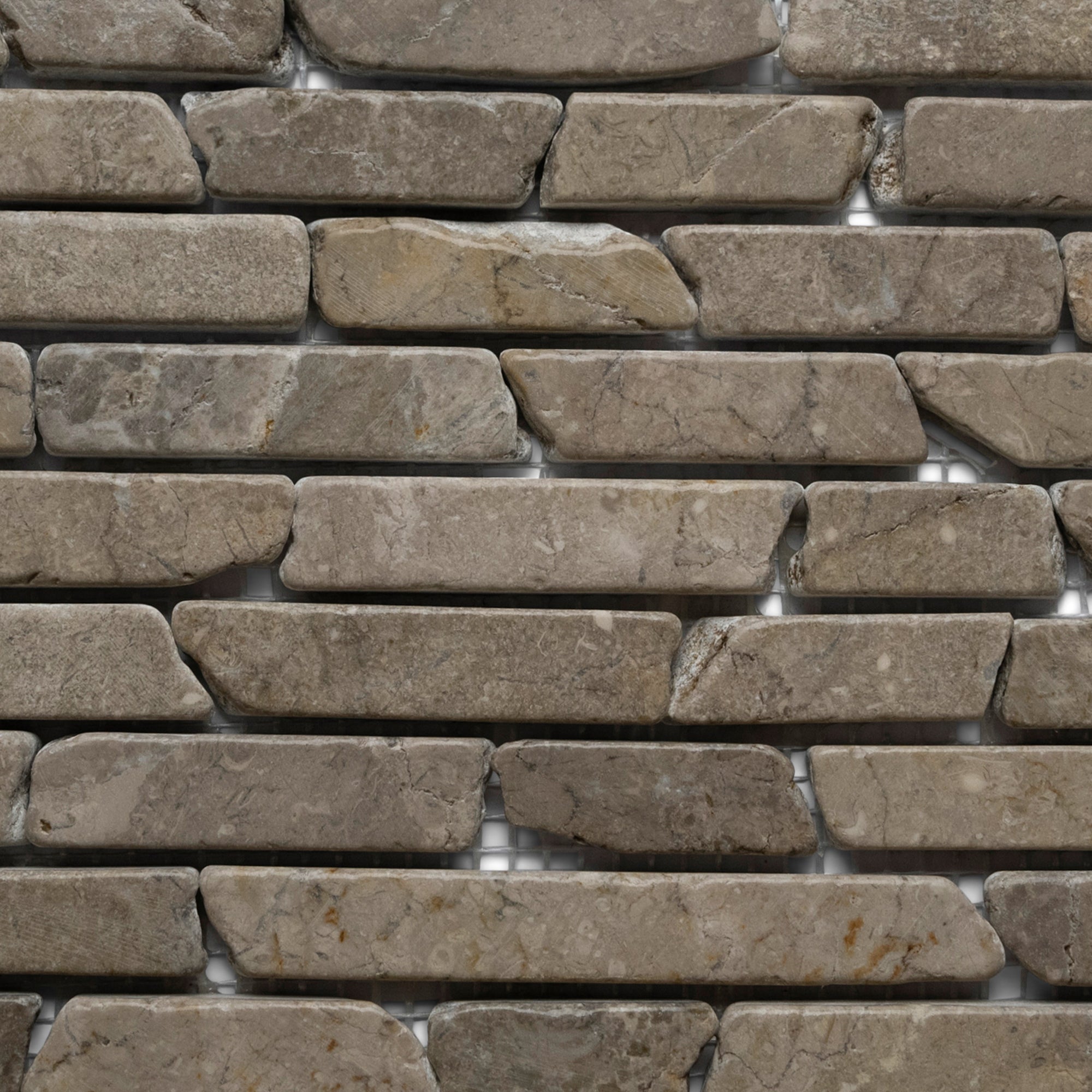 Light Grey Pencil Stone Mosaic Tile - Pebble Tile Shop