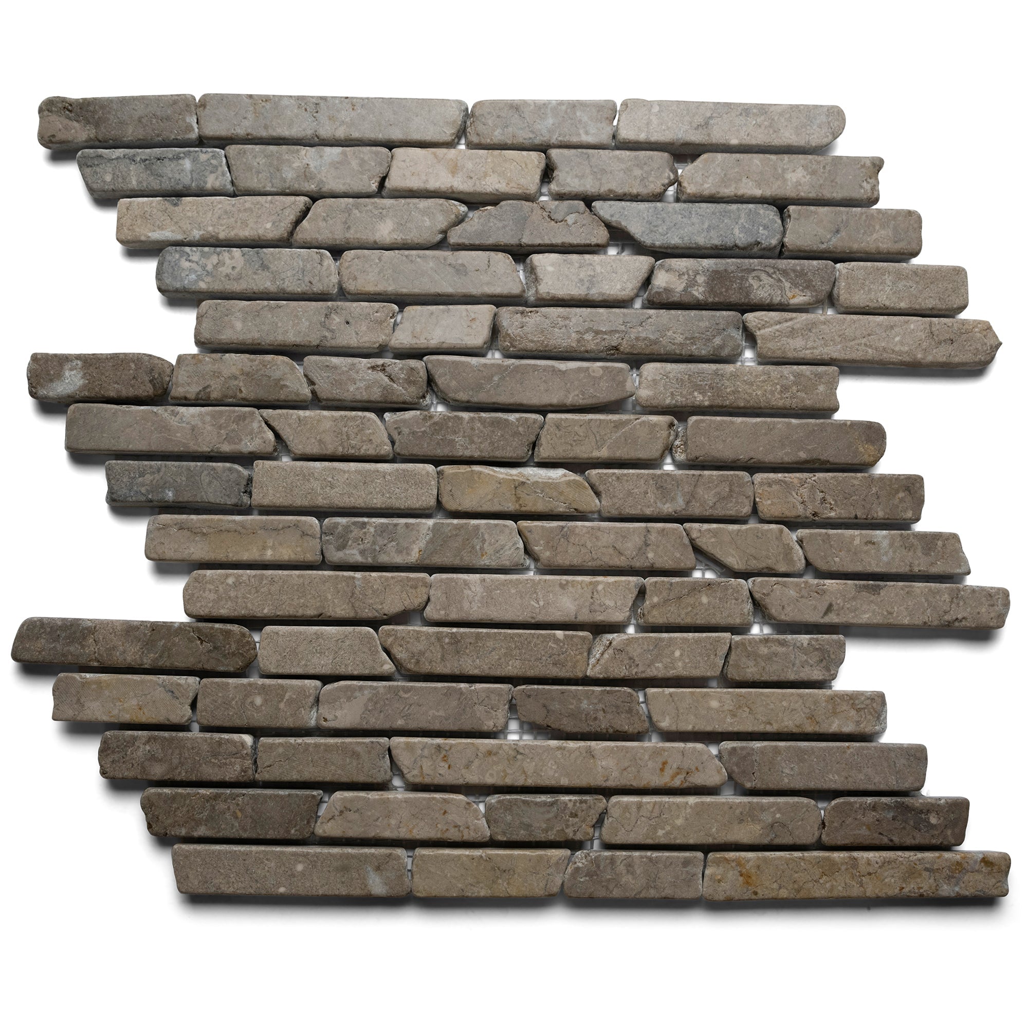 Light Grey Pencil Stone Mosaic Tile - Pebble Tile Shop