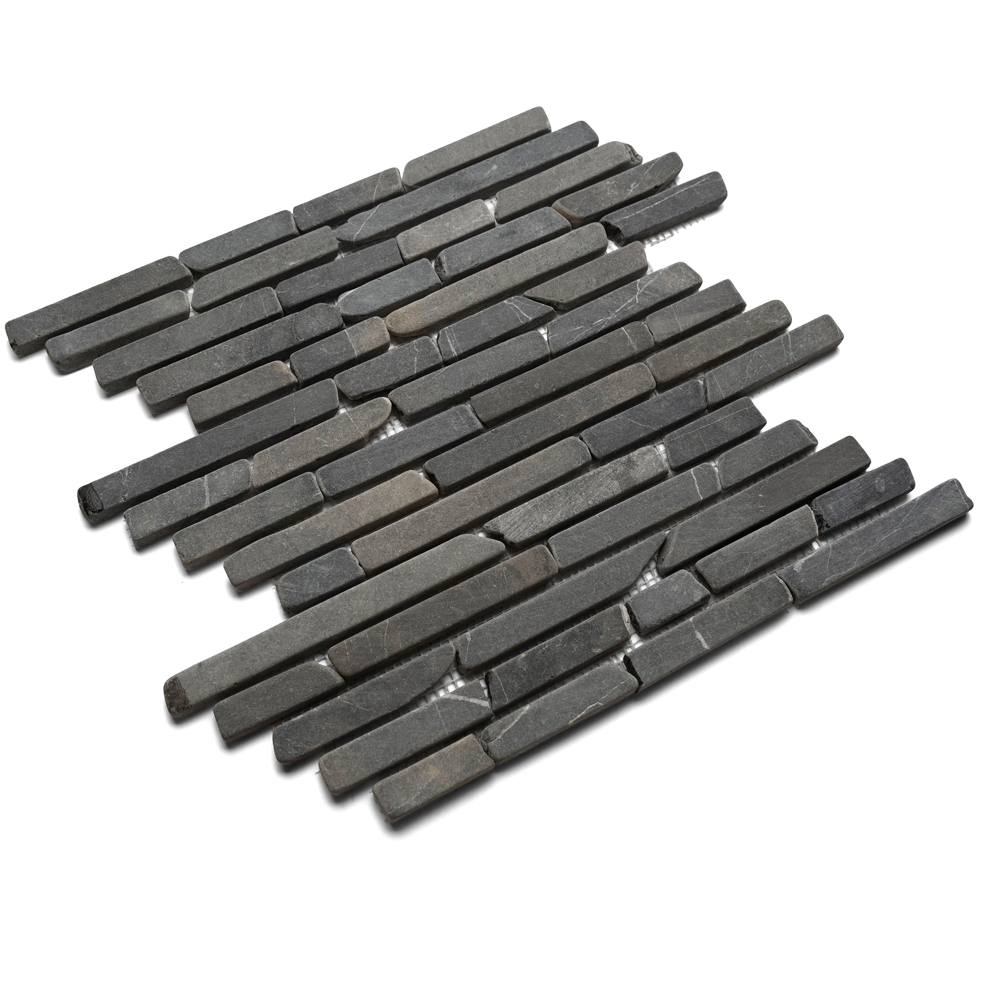 Grey Pencil Stone Mosaic Tile - Pebble Tile Shop