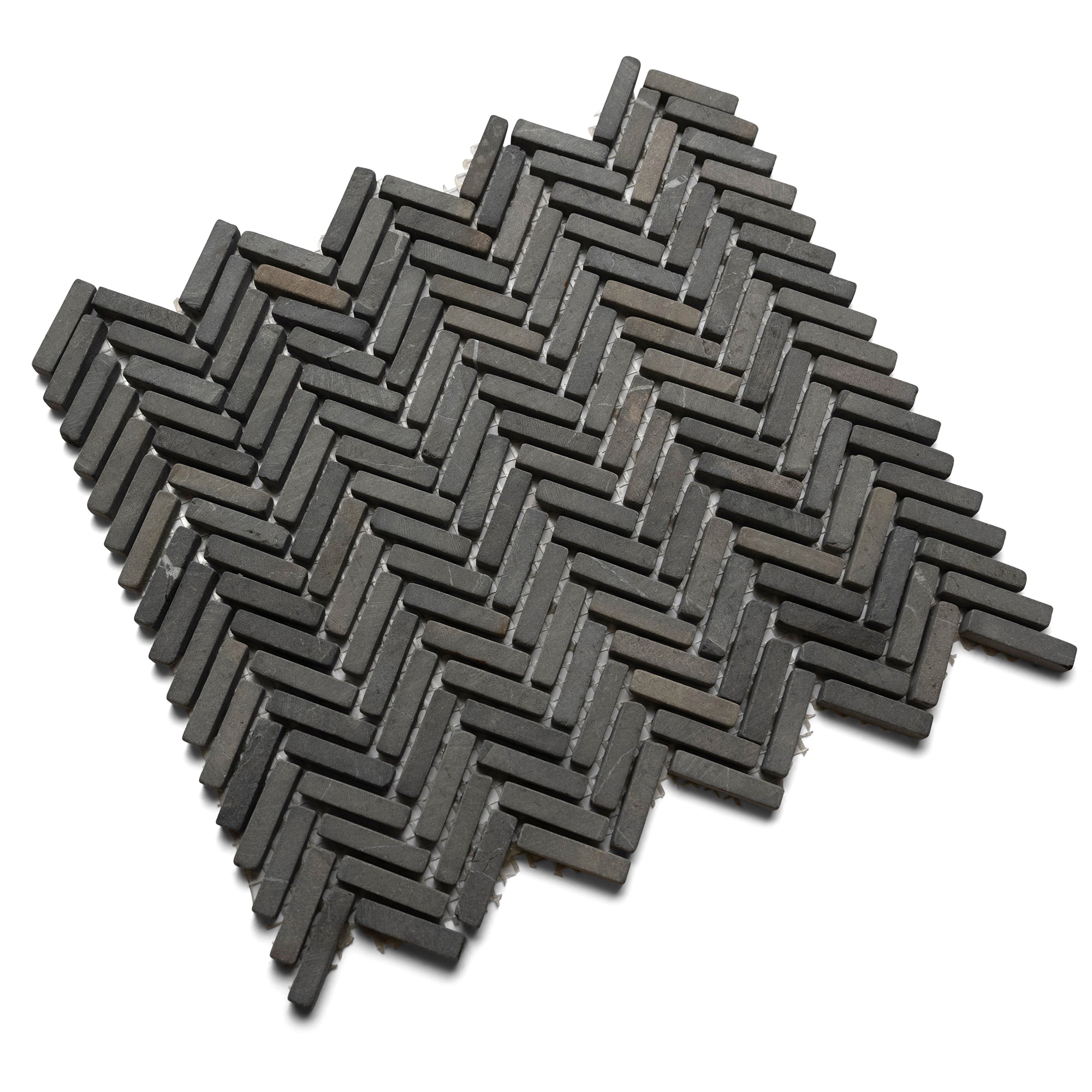 Black Chevron Stone Mosaic Tile - Pebble Tile Shop