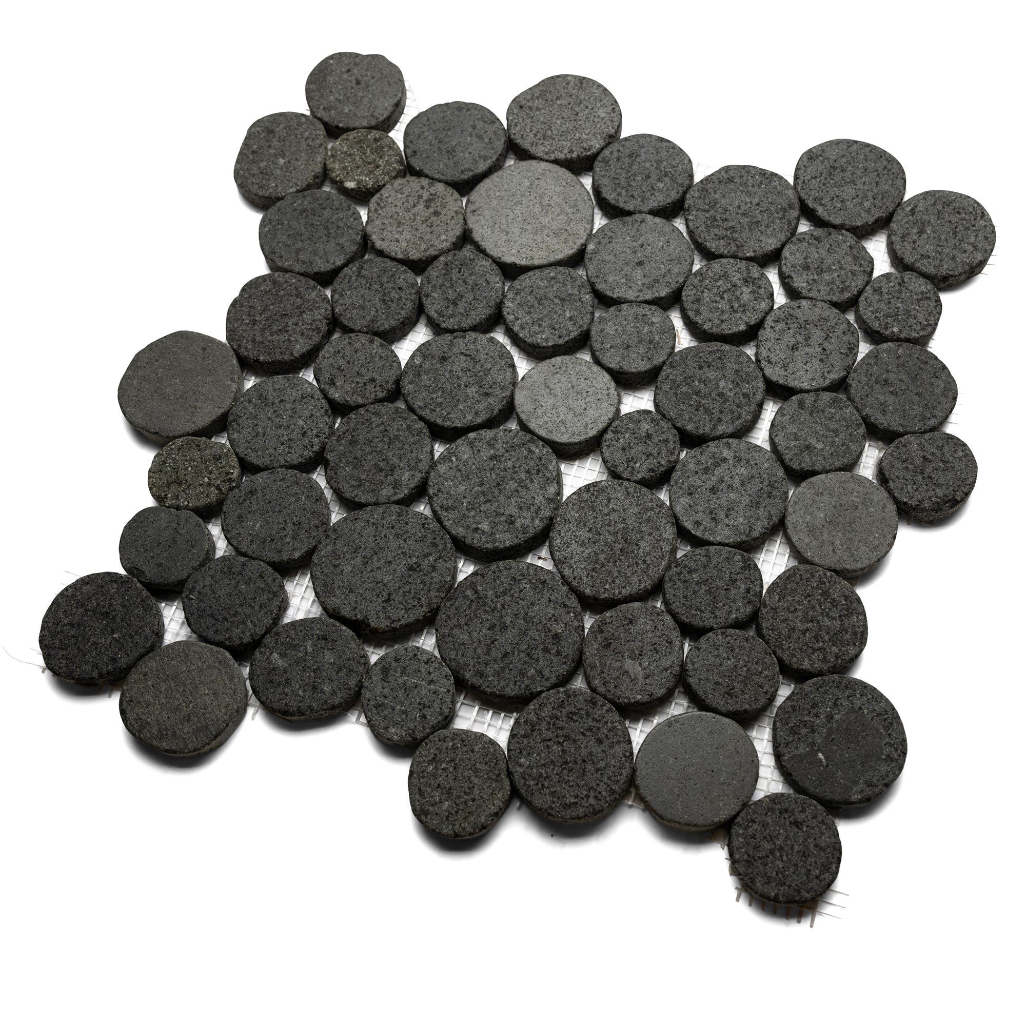 Glazed Black Moon Mosaic Tile - Pebble Tile Shop