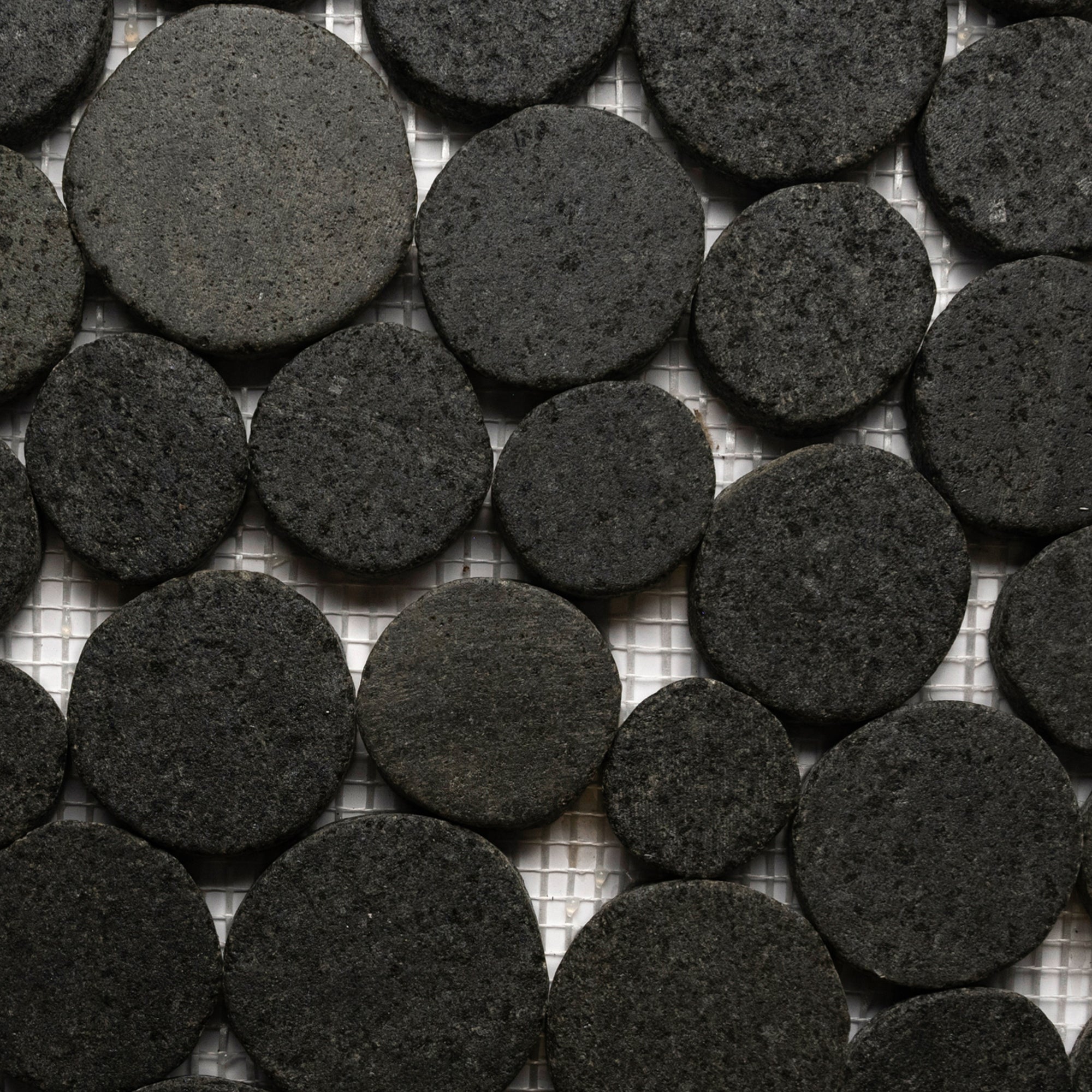 Glazed Black Moon Mosaic Tile - Pebble Tile Shop