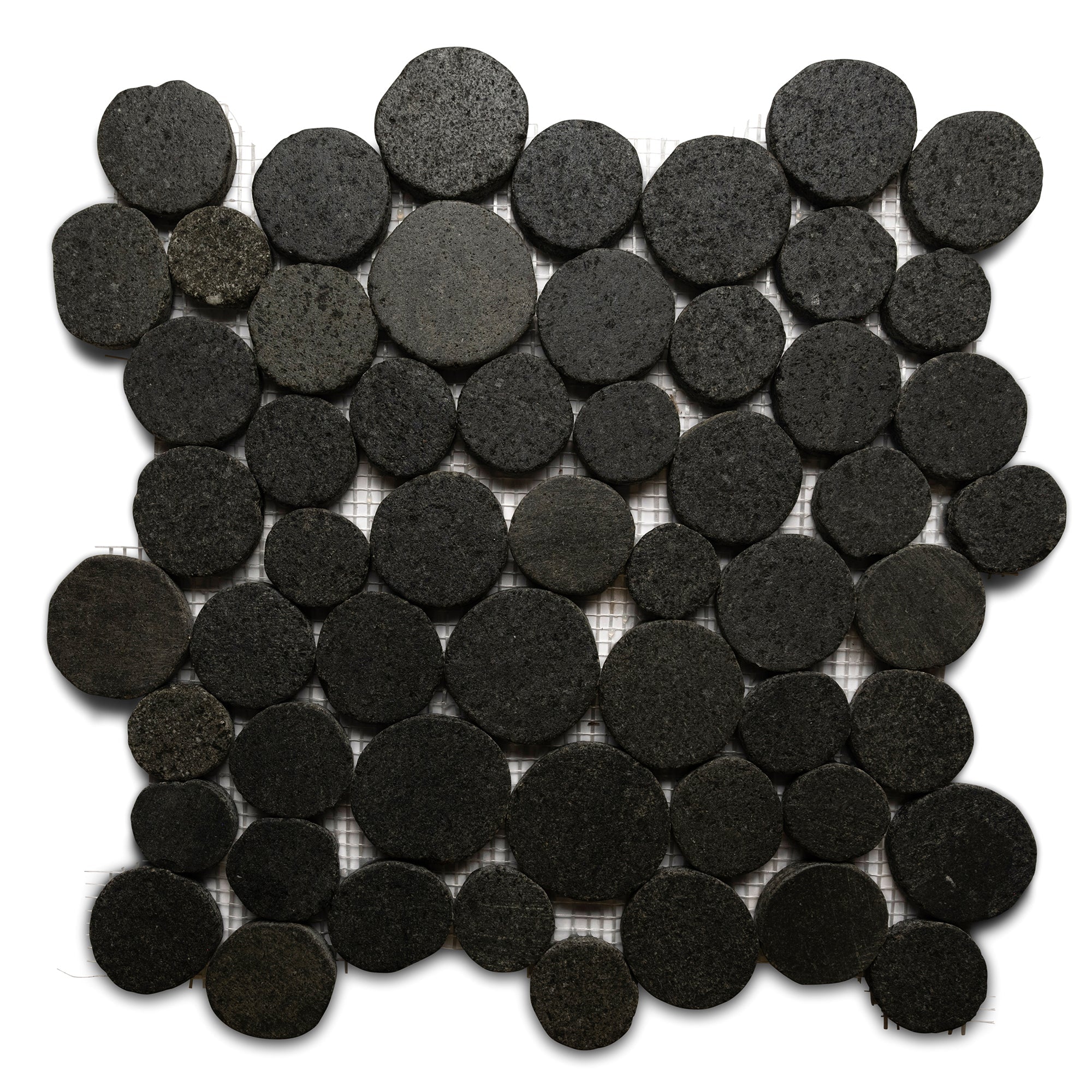 Glazed Black Moon Mosaic Tile - Pebble Tile Shop