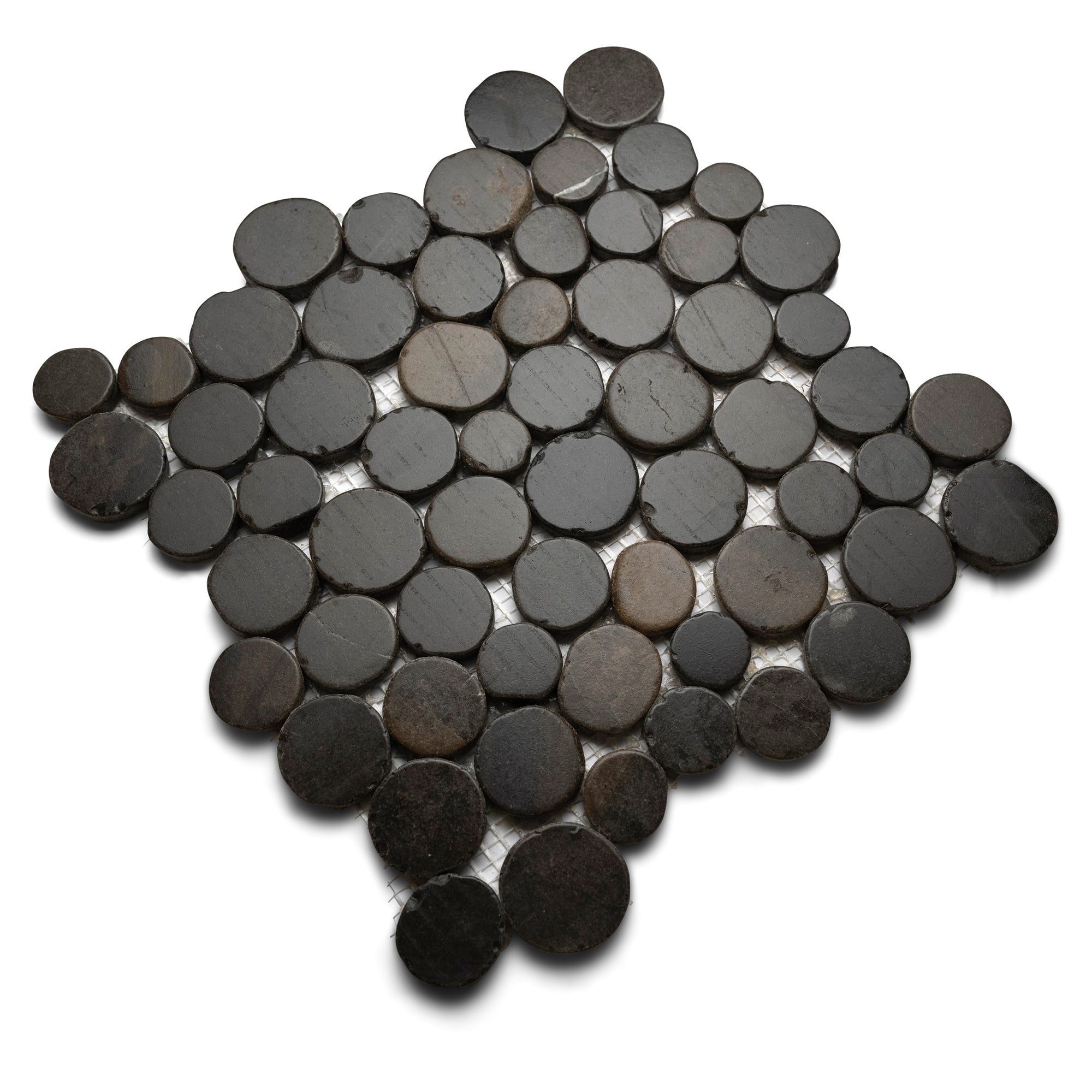 Glazed Grey Moon Mosaic Tile - Pebble Tile Shop