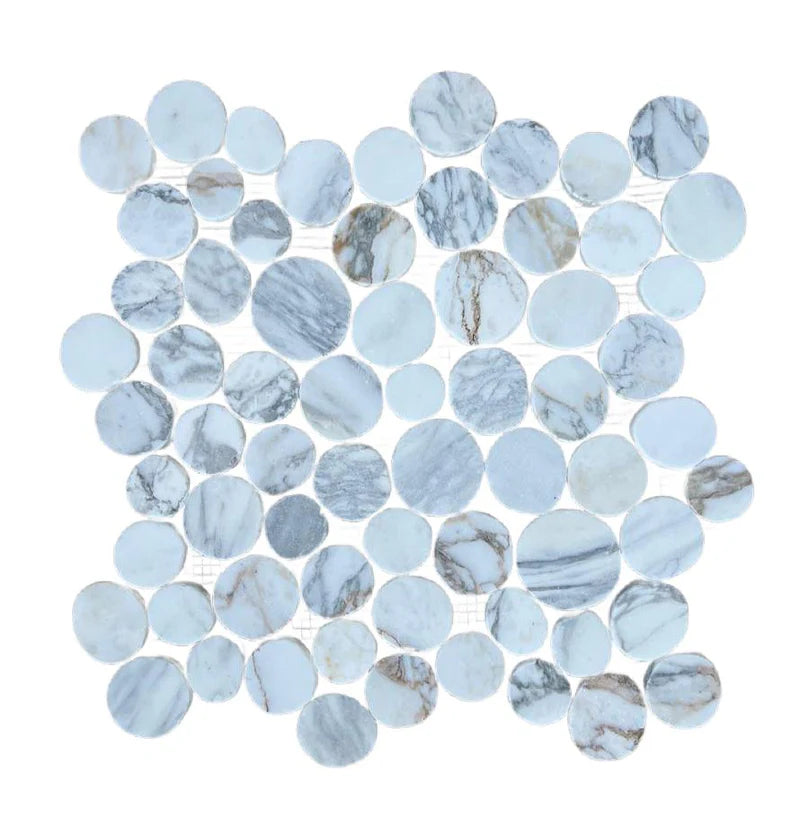 Calacatta Moon Marble Mosaic Tile - Pebble Tile Shop