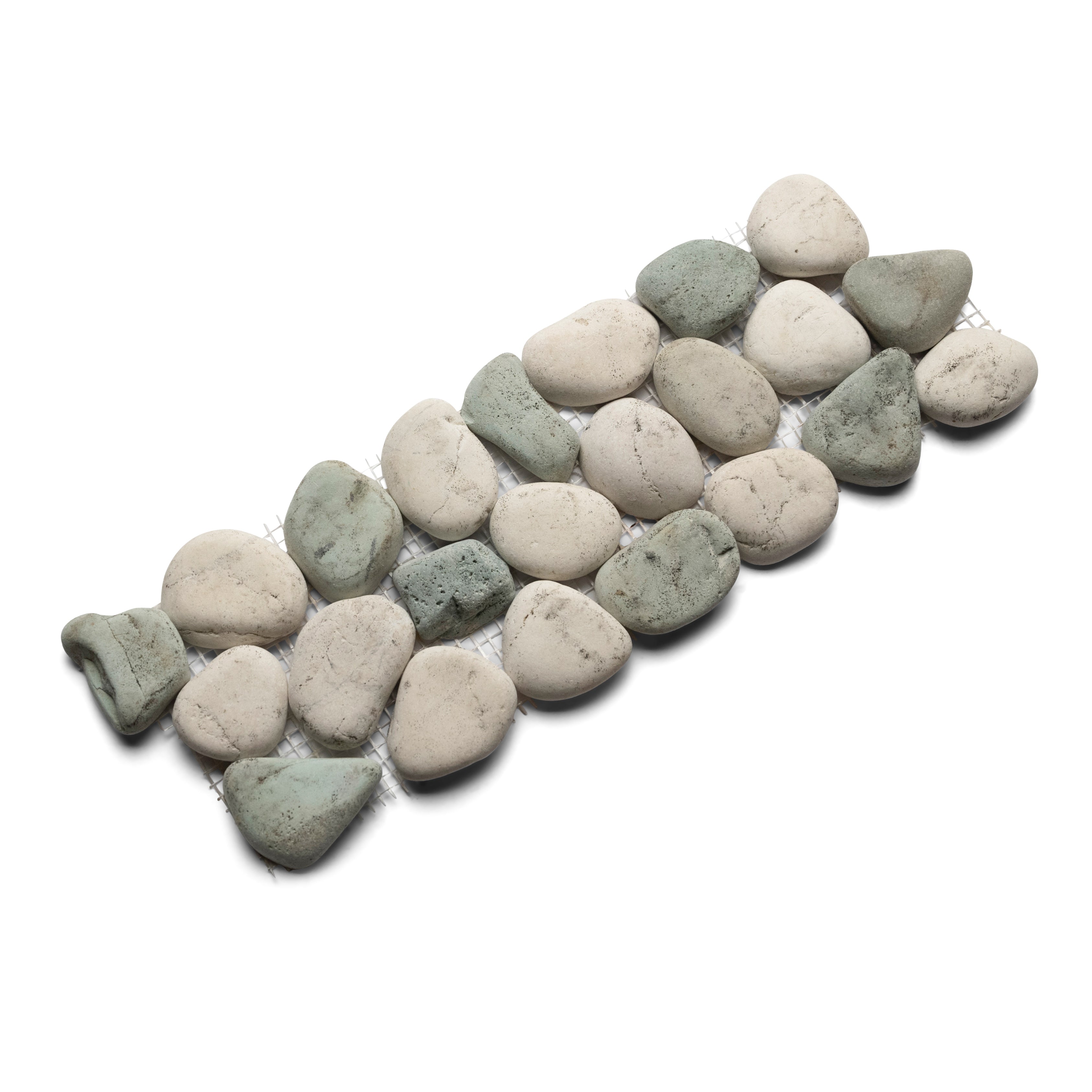 Sea Green and White Pebble Tile Border - Pebble Tile Shop