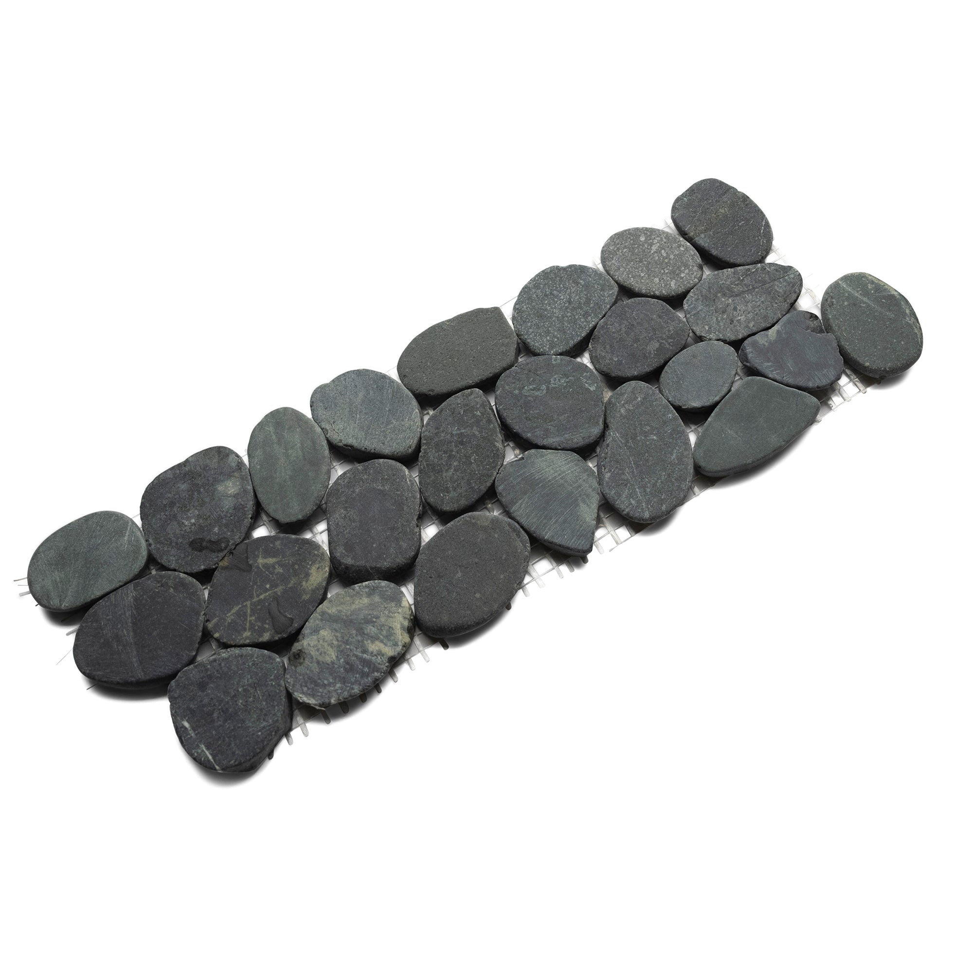 Sliced Charcoal Black Pebble Tile Border - Pebble Tile Shop