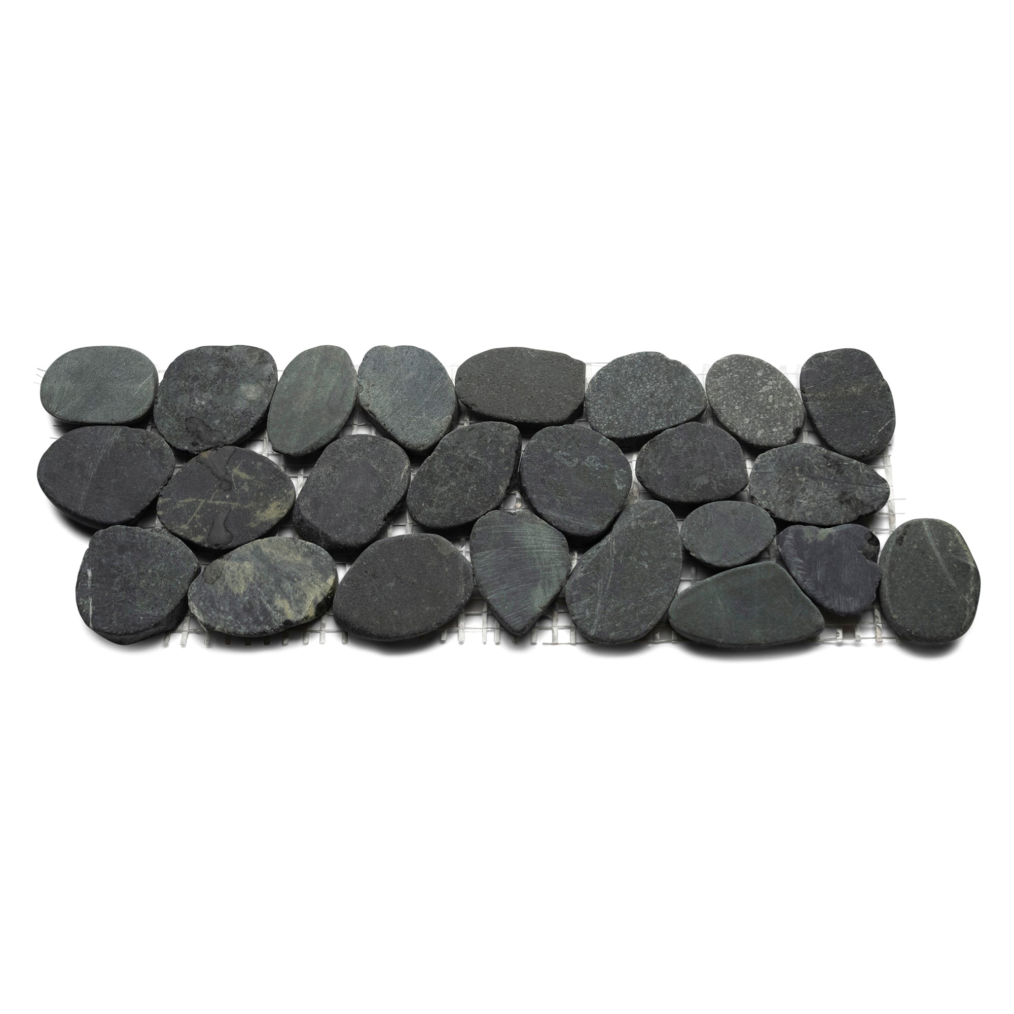 Sliced Charcoal Black Pebble Tile Border - Pebble Tile Shop