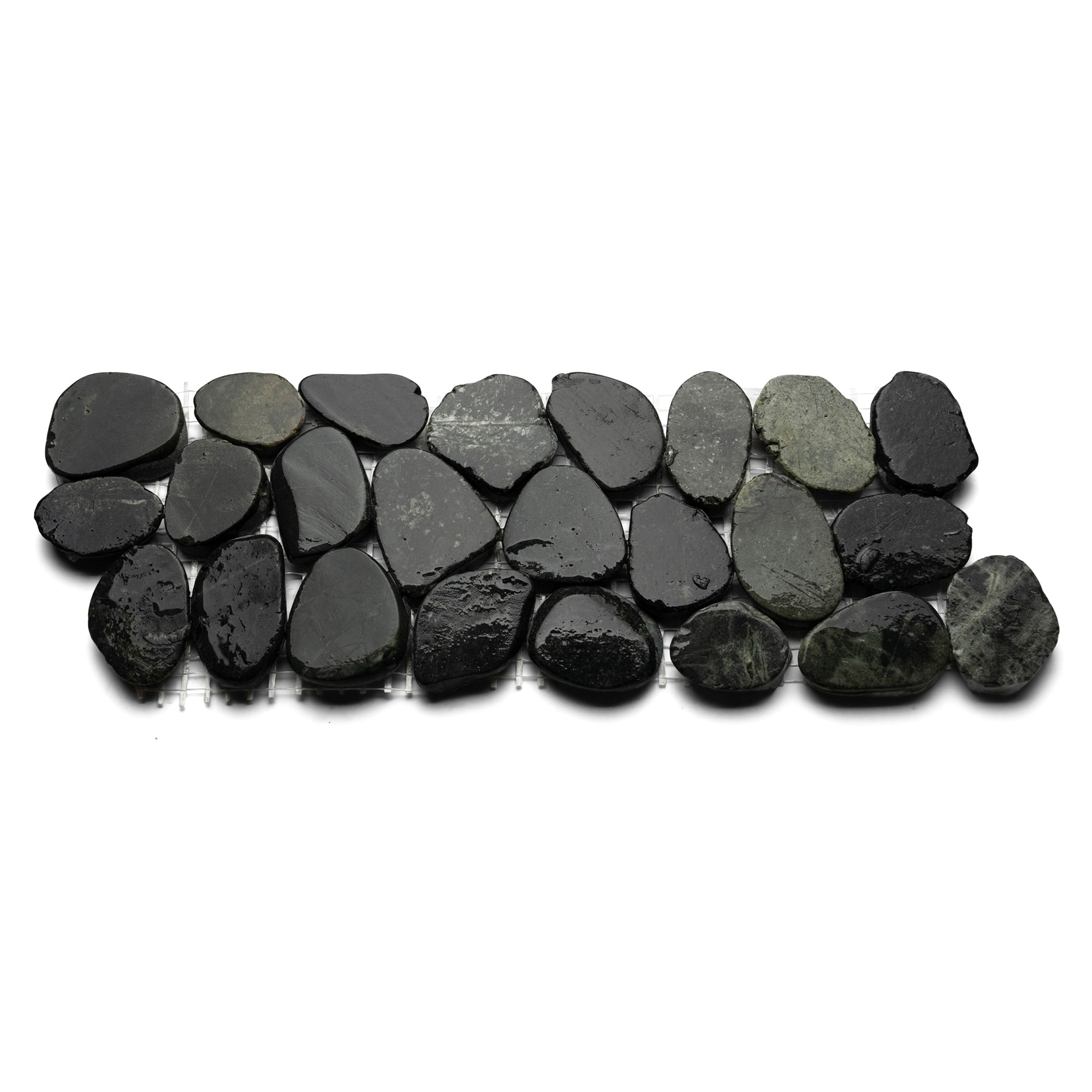 Sliced Charcoal Black Pebble Tile Border - Pebble Tile Shop