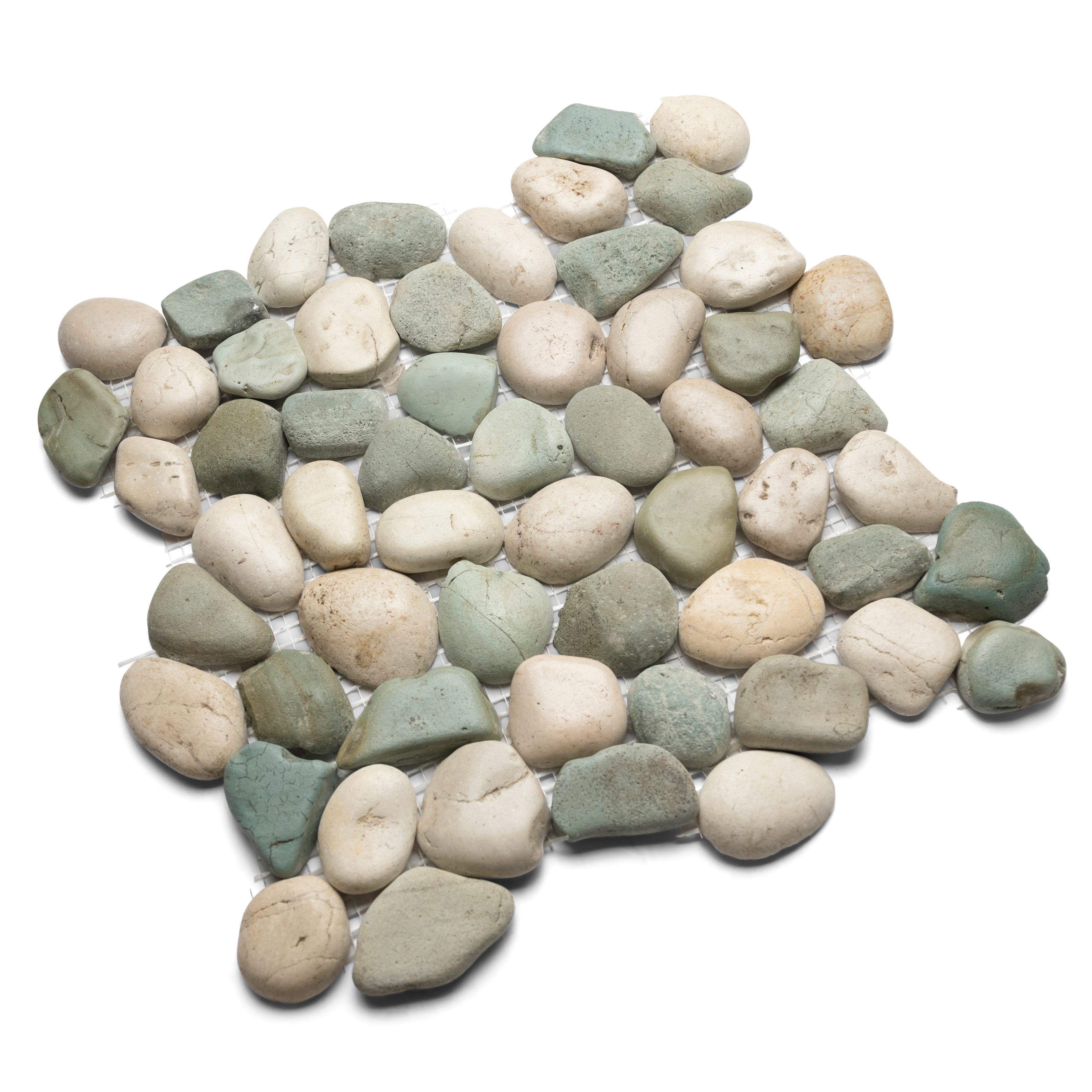 Glazed Sea Green and White Pebble Tile - Pebble Tile Shop