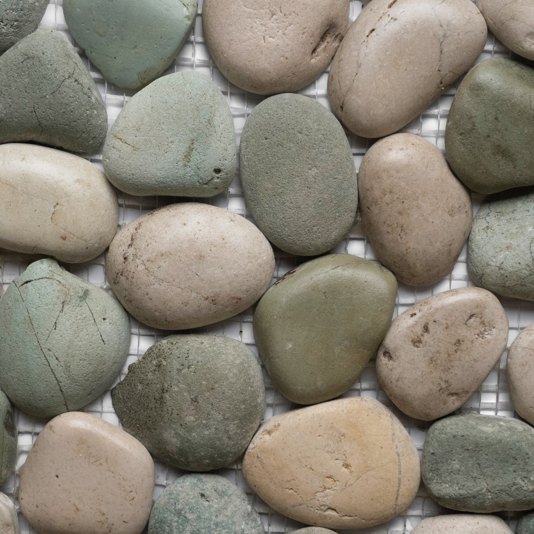 Glazed Sea Green and White Pebble Tile - Pebble Tile Shop