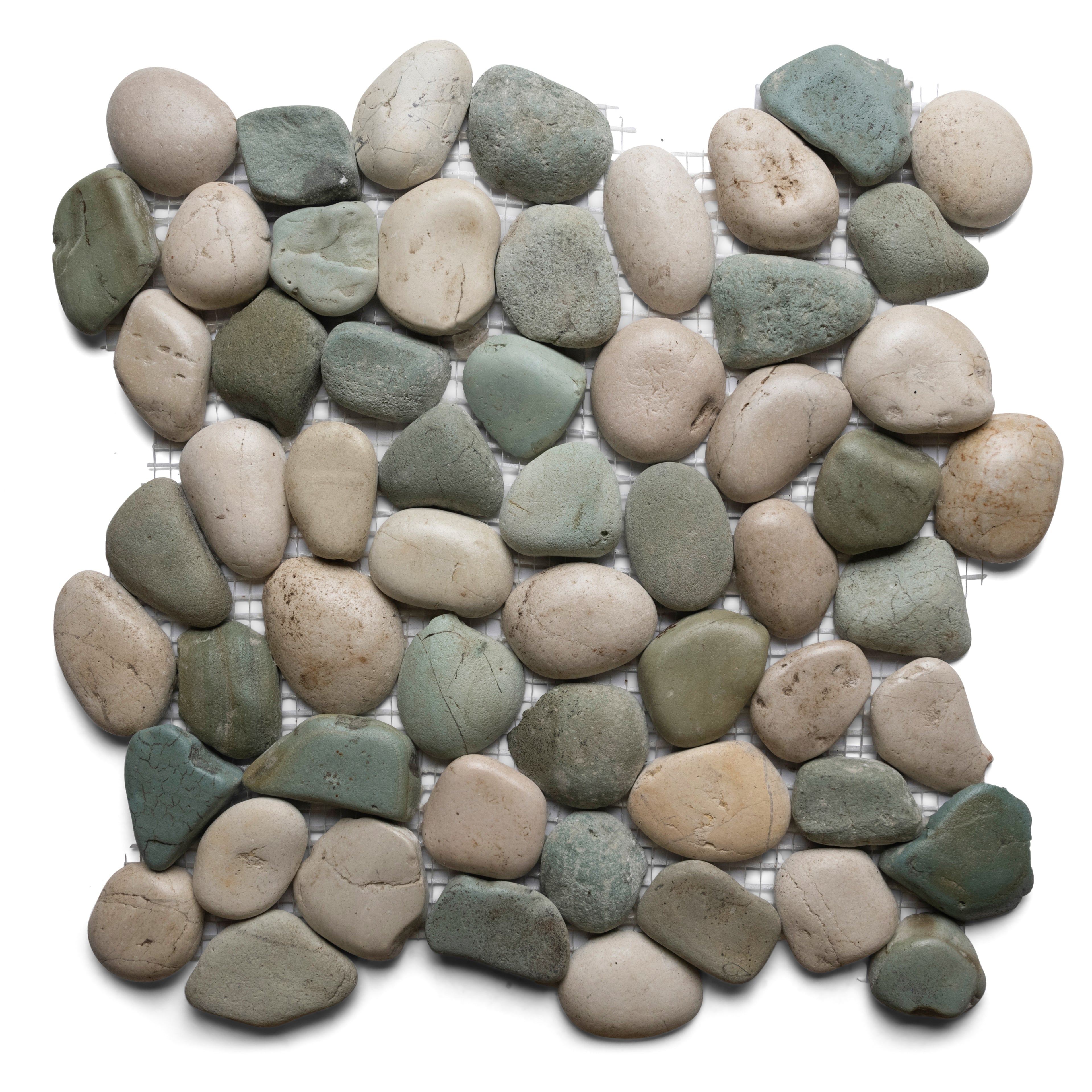 Glazed Sea Green and White Pebble Tile - Pebble Tile Shop