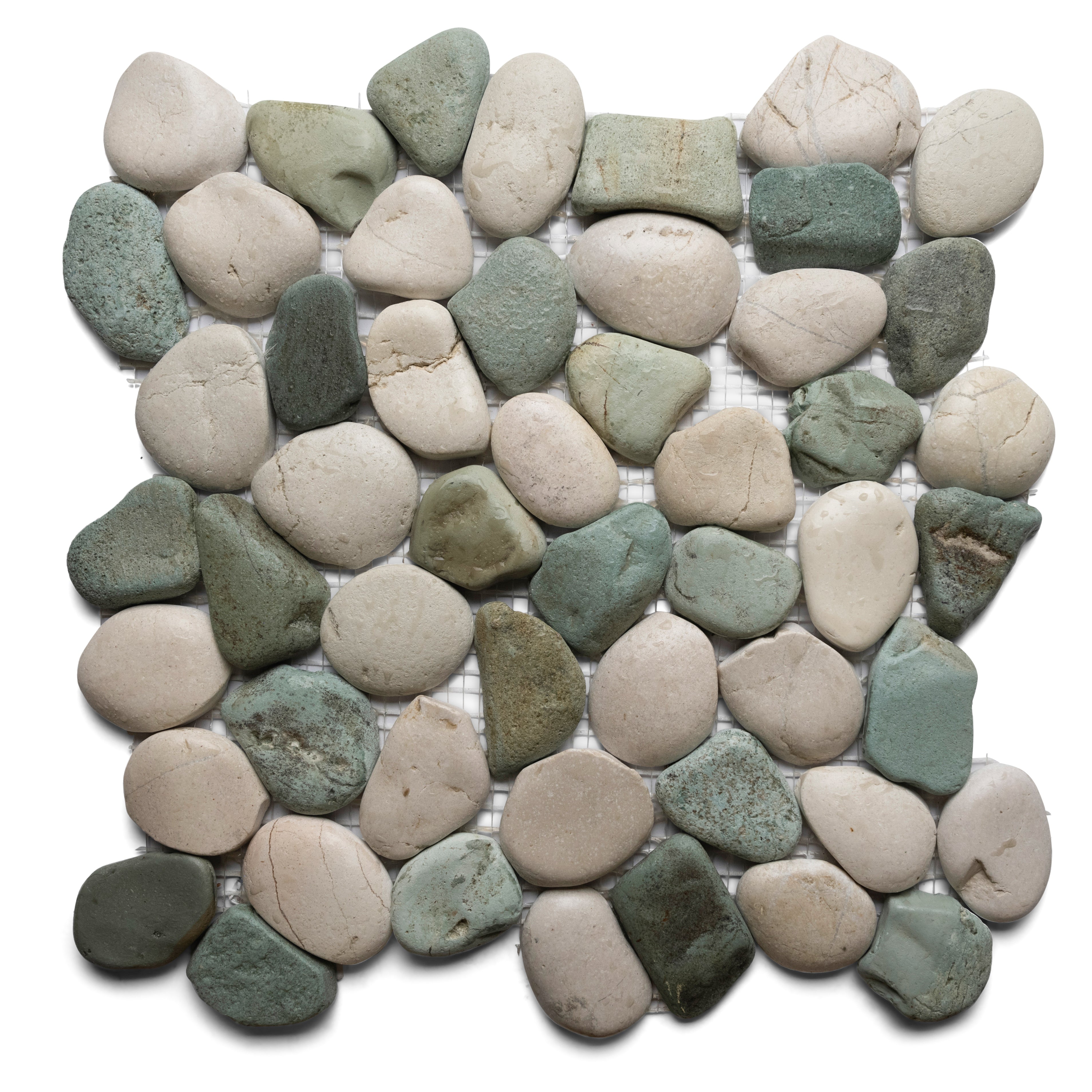 Glazed Sea Green and White Pebble Tile - Pebble Tile Shop