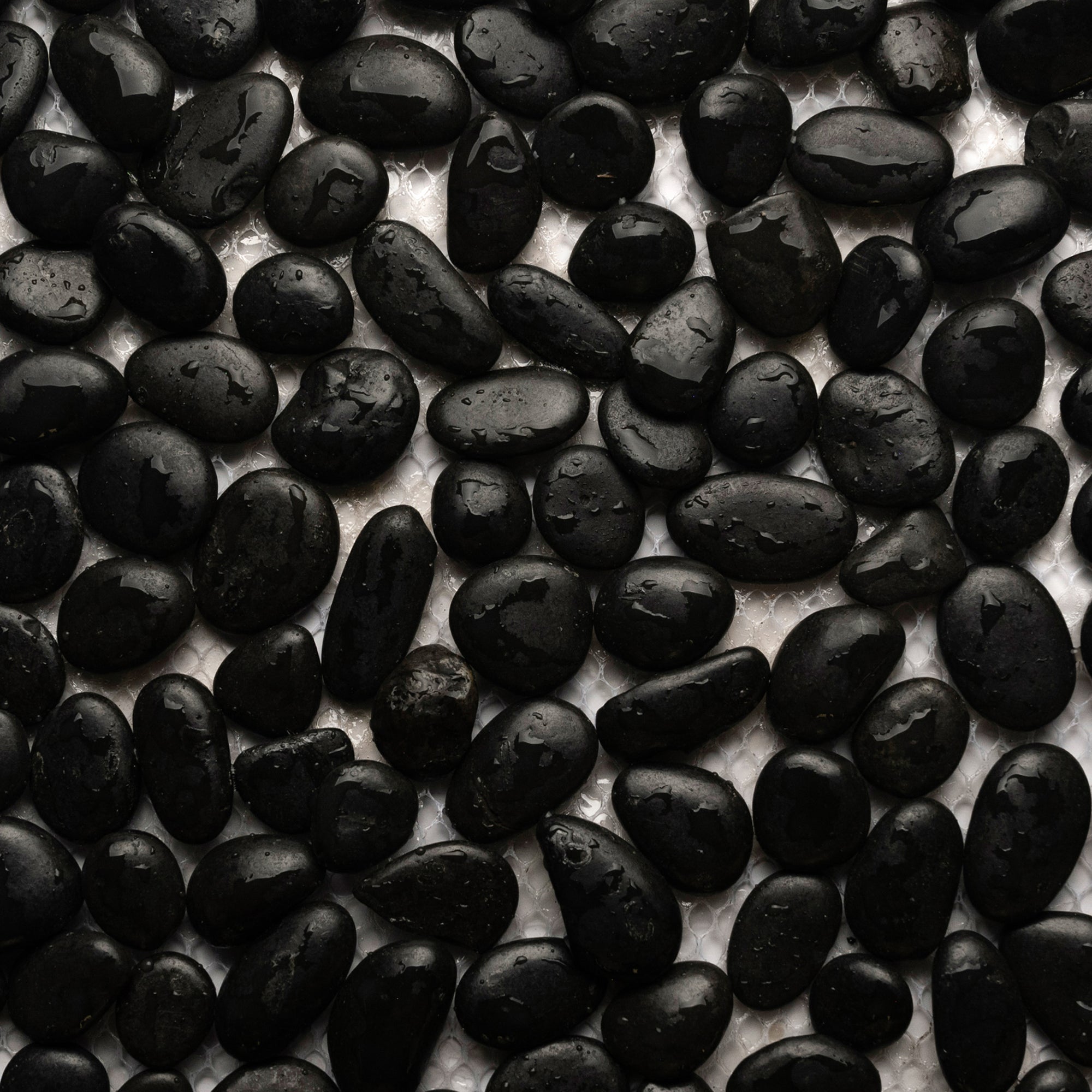 Mini Polished Black Pebble Tile - Pebble Tile Shop