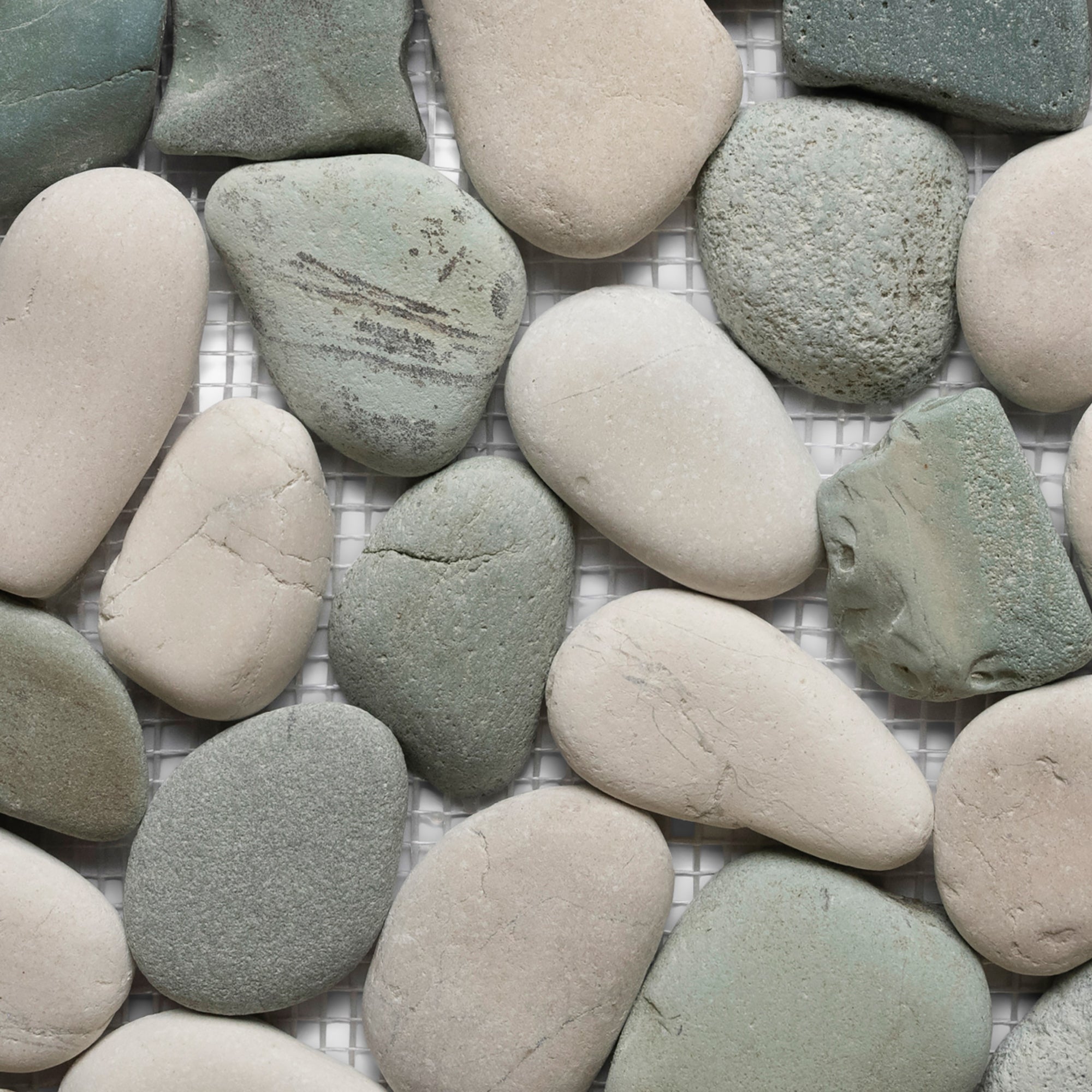 Sea Green and White Pebble Tile - Pebble Tile Shop