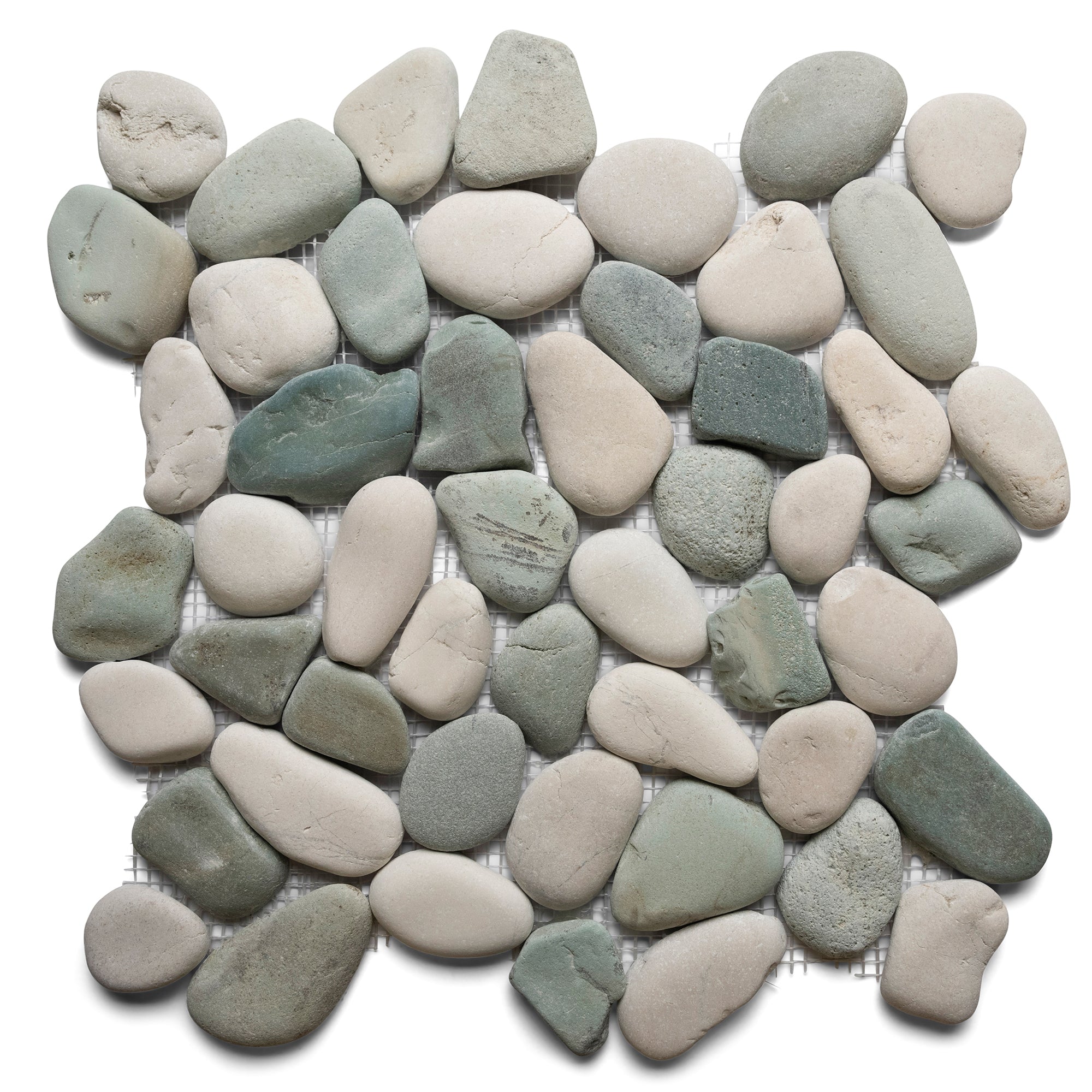 Sea Green and White Pebble Tile - Pebble Tile Shop