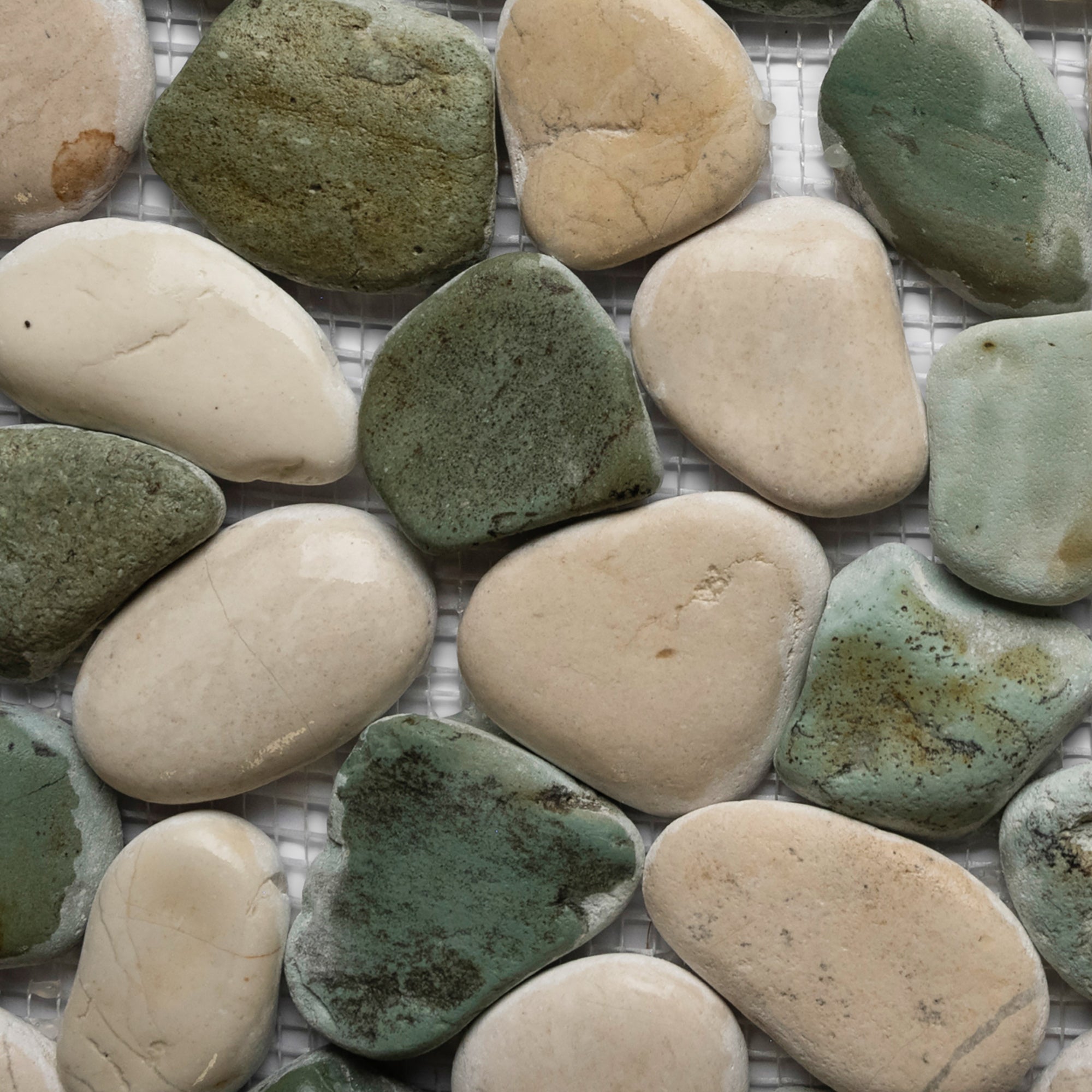 Sea Green and White Pebble Tile - Pebble Tile Shop