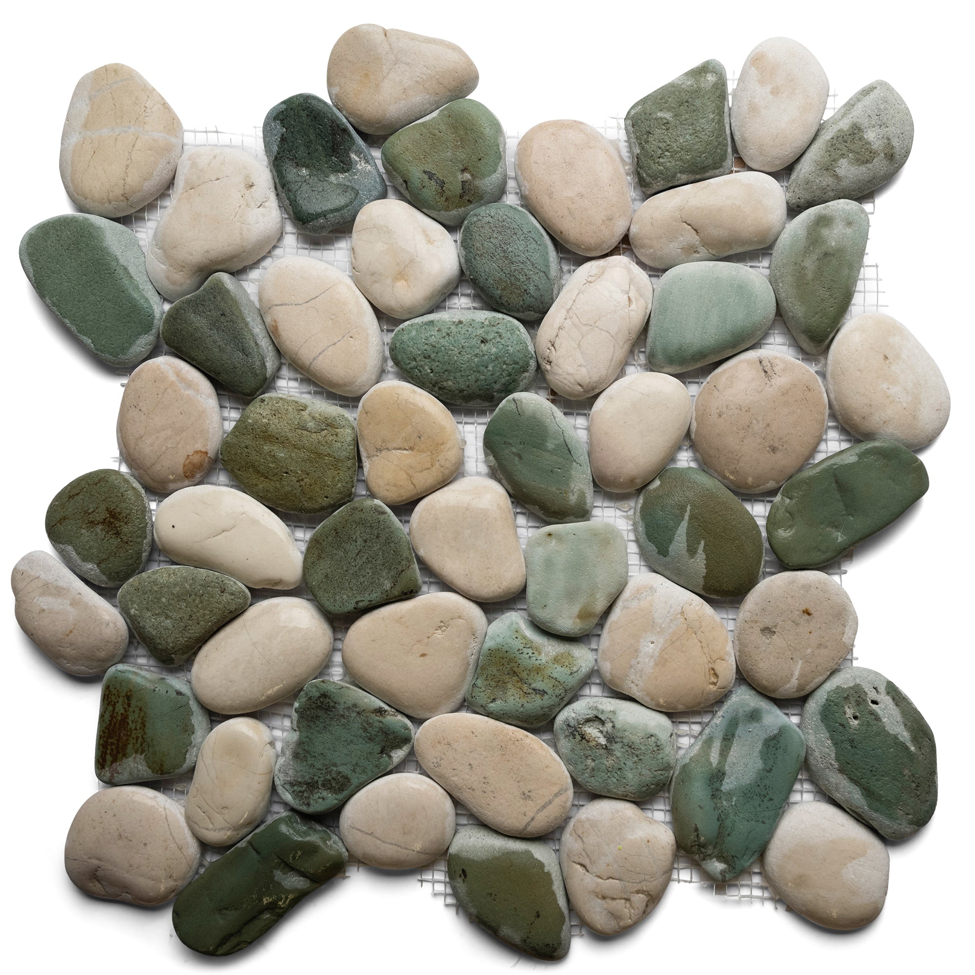 Sea Green and White Pebble Tile - Pebble Tile Shop