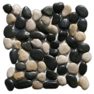 Polished Black and White Pebble Tile - Pebble Tile Shop