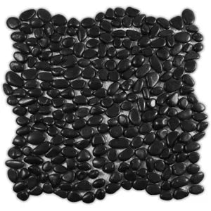 Mini Polished Black Pebble Tile - Pebble Tile Shop