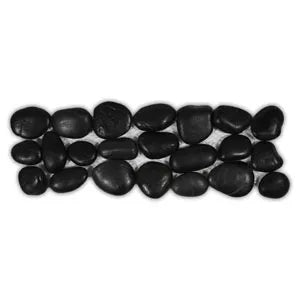 Polished Black Pebble Tile Border - Pebble Tile Shop