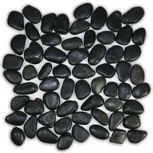 Polished Black Pebble Tile - Pebble Tile Shop