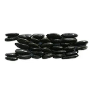 Polished Black Standing Pebble Tile - Pebble Tile Shop