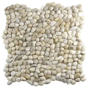 Mini Polished White Pebble Tile - Pebble Tile Shop