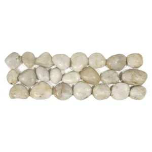 Polished White Pebble Tile Border - Pebble Tile Shop