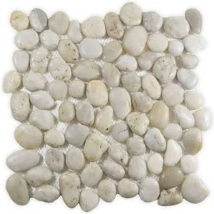 Polished White Pebble Tile - Pebble Tile Shop