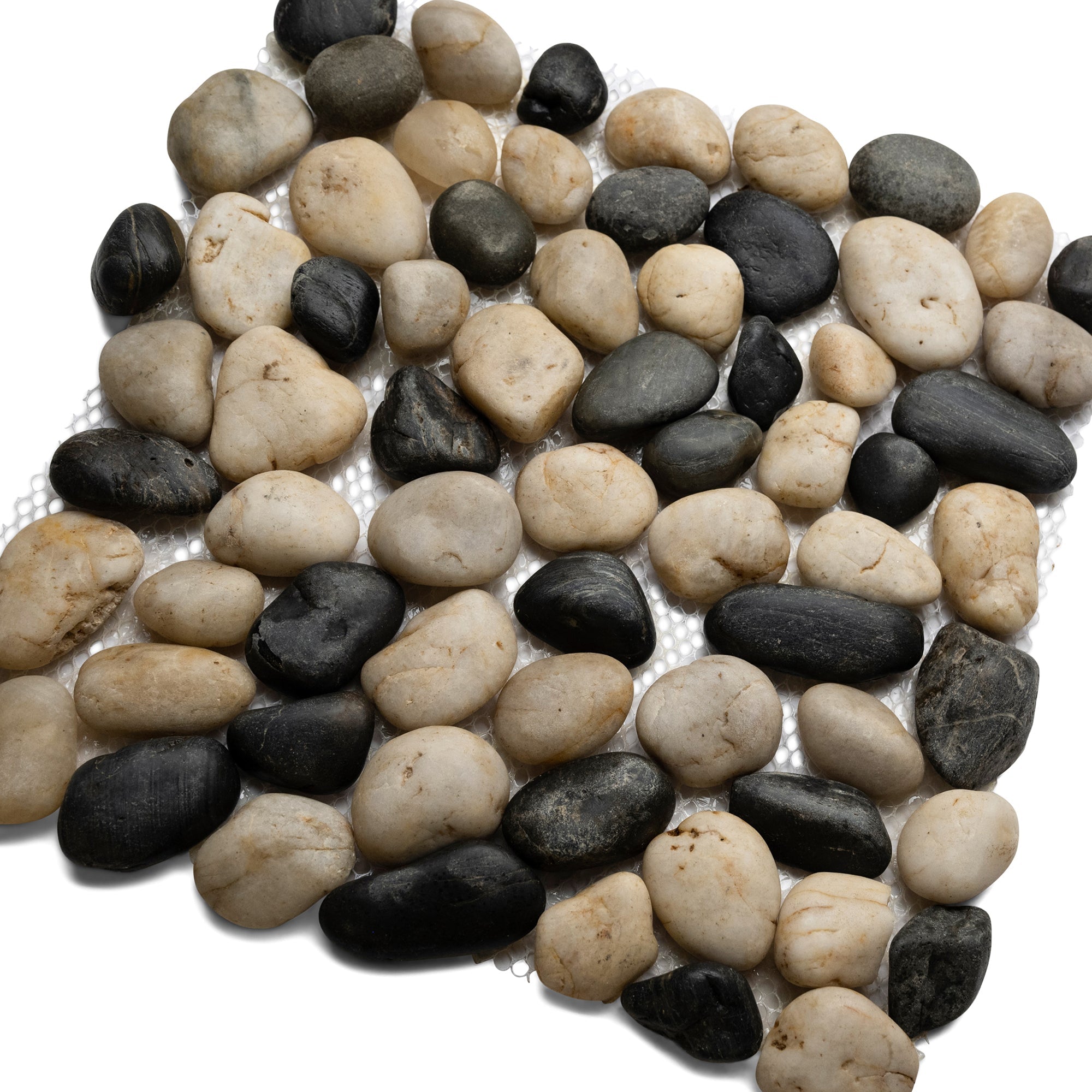 Polished Black and White Pebble Tile - Pebble Tile Shop