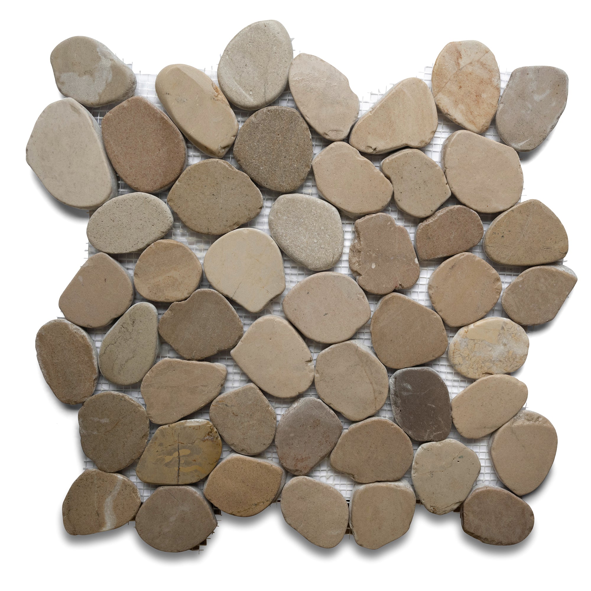 Sliced Java Tan Pebble Tile - Pebble Tile Shop