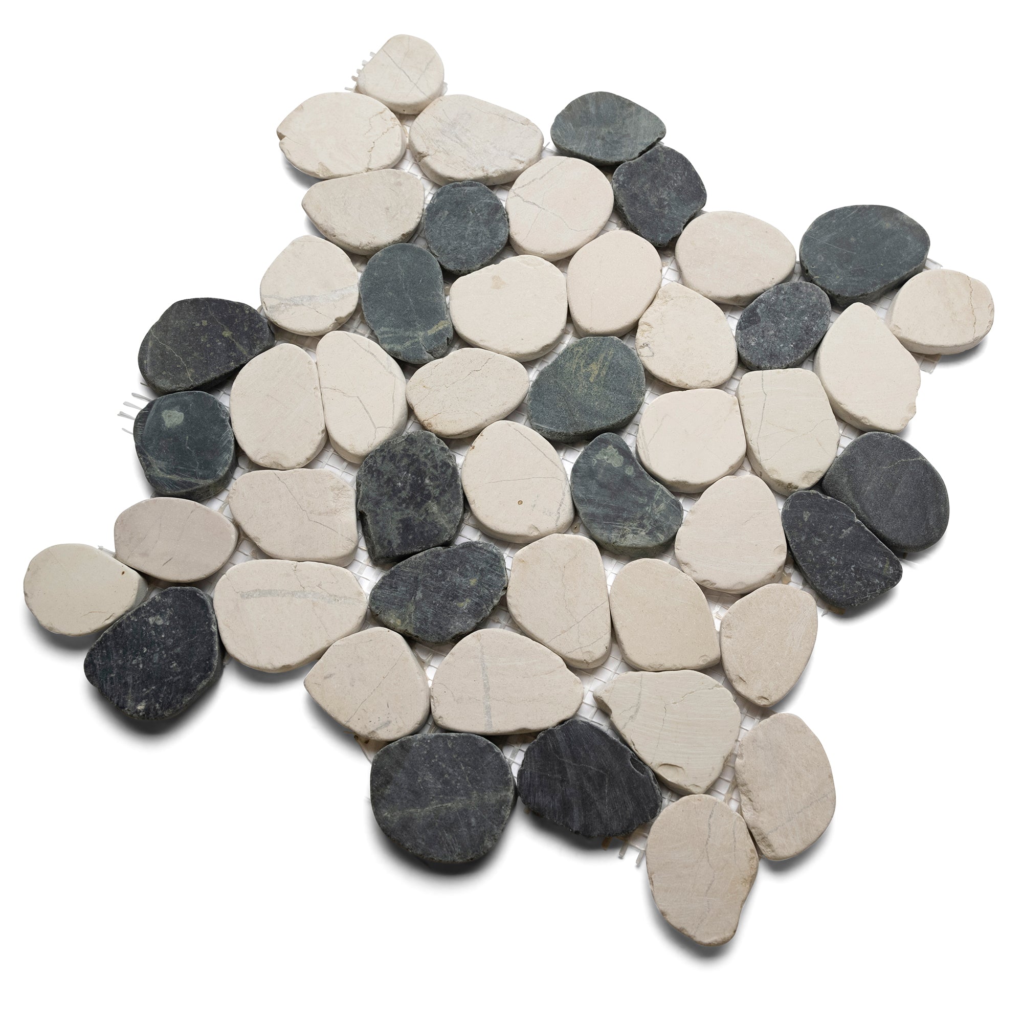 Sliced Black and White Pebble Tile - Pebble Tile Shop