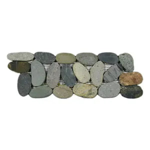 Sliced Bali Ocean Pebble Tile Border - Pebble Tile Shop