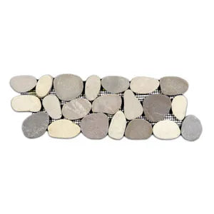 Sliced Java Tan Pebble Tile Border - Pebble Tile Shop