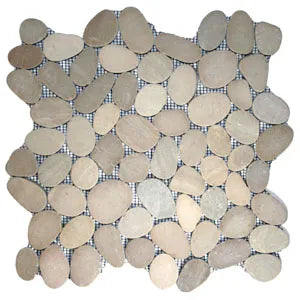 Sliced Java Tan Pebble Tile - Pebble Tile Shop