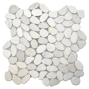 Sliced White Pebble Tile - Pebble Tile Shop