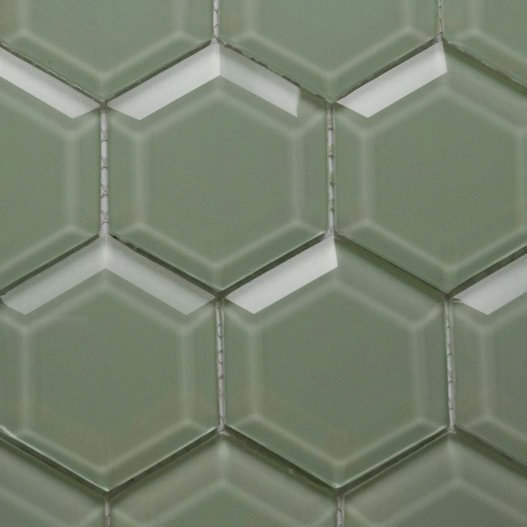 Surf Hexagon Beveled Glass Tile - Pebble Tile Shop