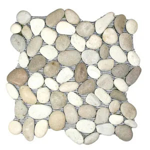 Java Tan and White Pebble Tile - Pebble Tile Shop