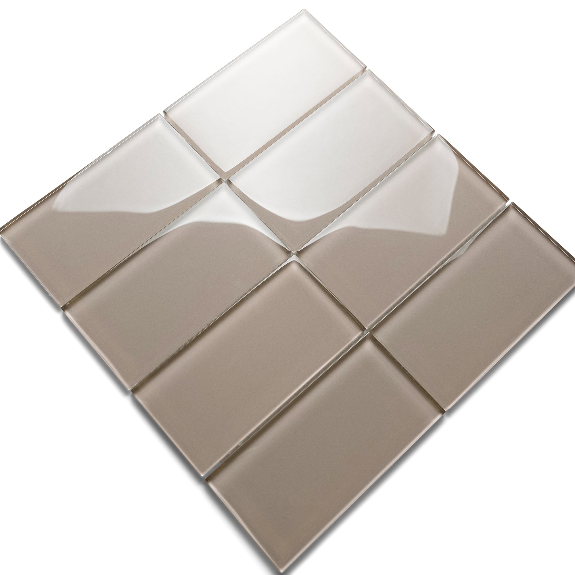 Taupe Glass Subway Tile - Pebble Tile Shop