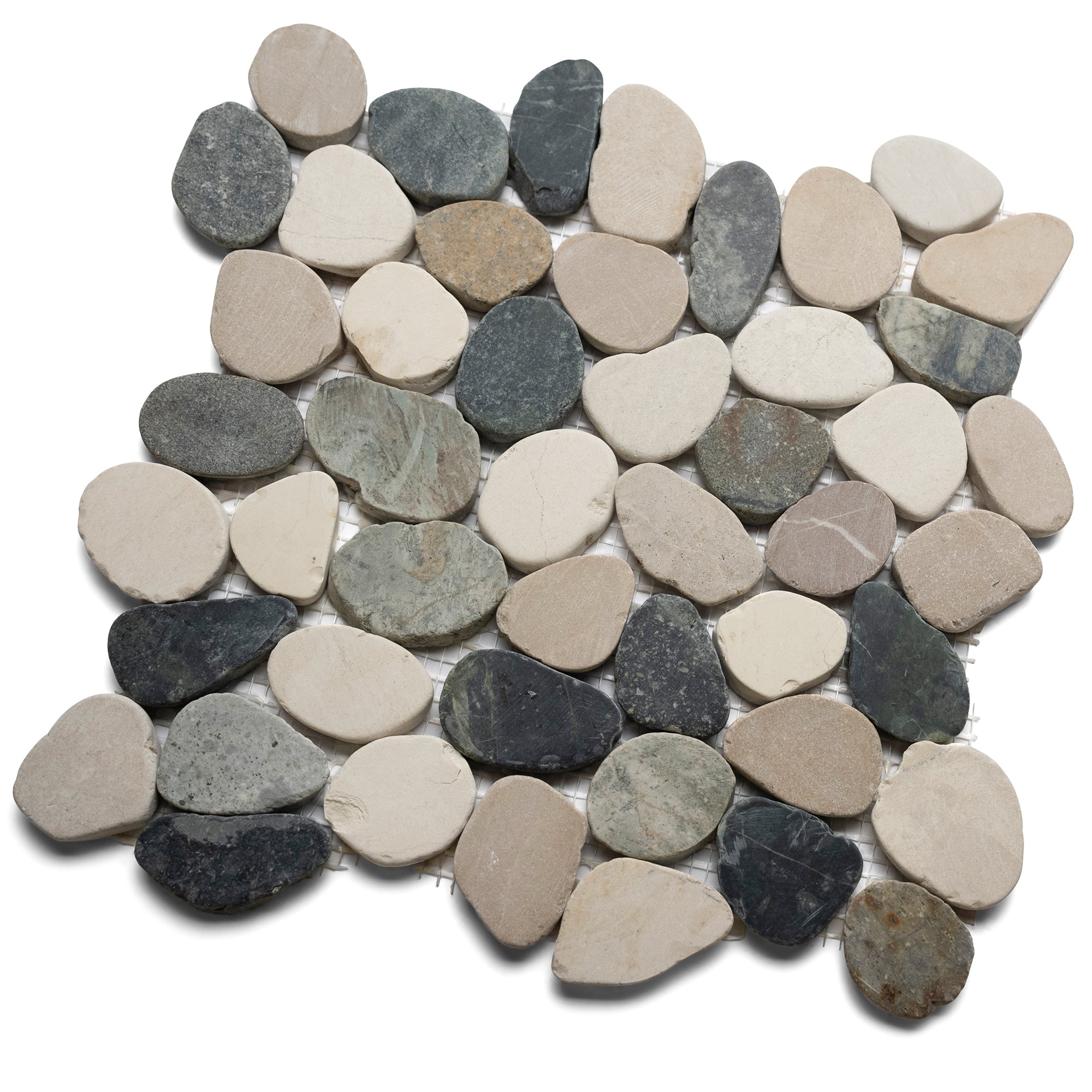 Sliced Mixed 4 Colours Pebble Tile - Pebble Tile Shop