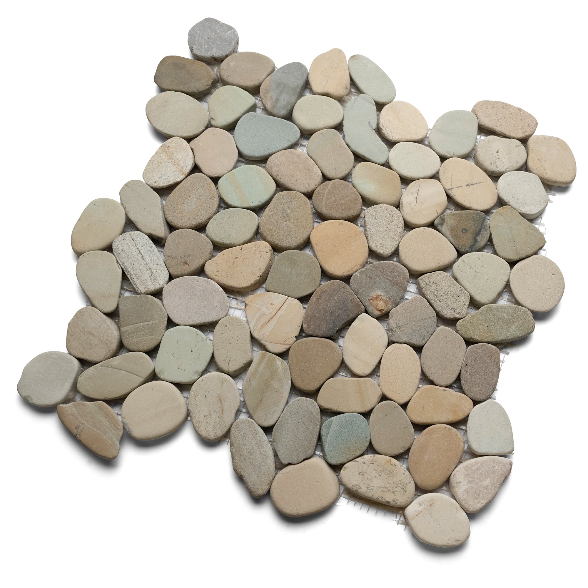 Sliced Small Oval Lovebird Pastel Golden Blue Pebble Tile - Pebble Tile Shop