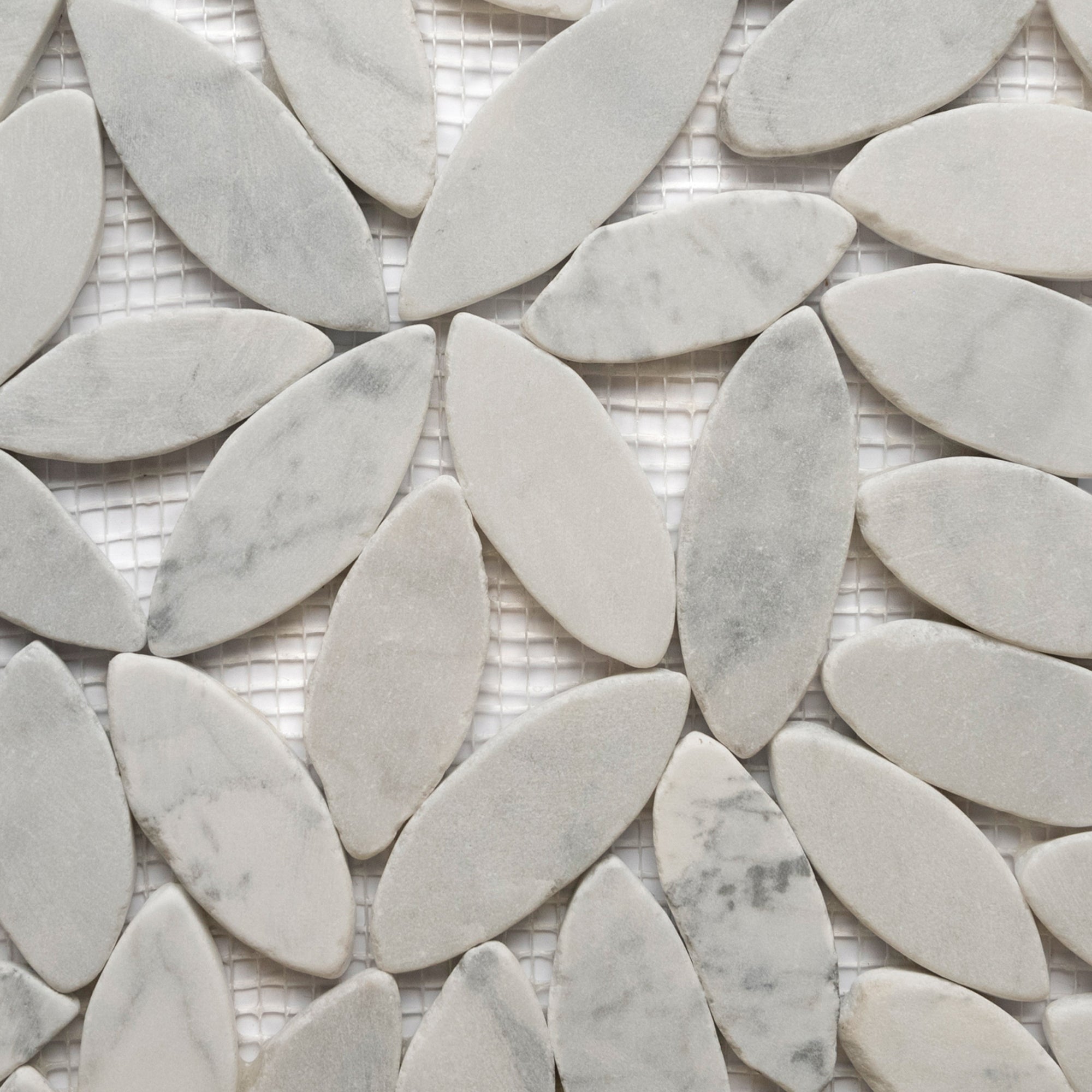 Flower Flat Sliced Super White Pebble Tile - Pebble Tile Shop