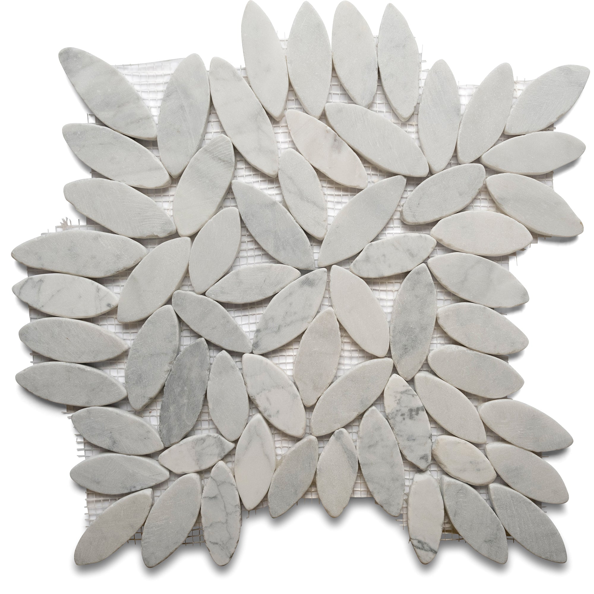 Flower Flat Sliced Super White Pebble Tile - Pebble Tile Shop